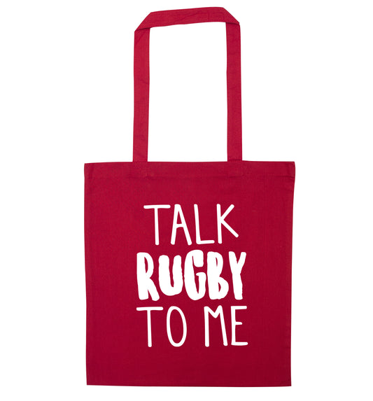 Talk rugby to me red tote bag