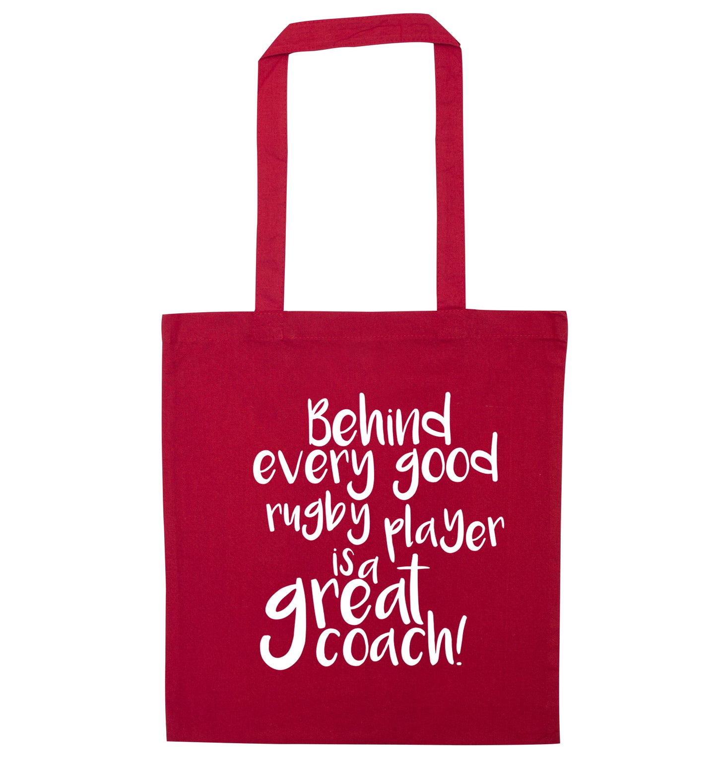 Behind every goor rugby player is a great coach red tote bag