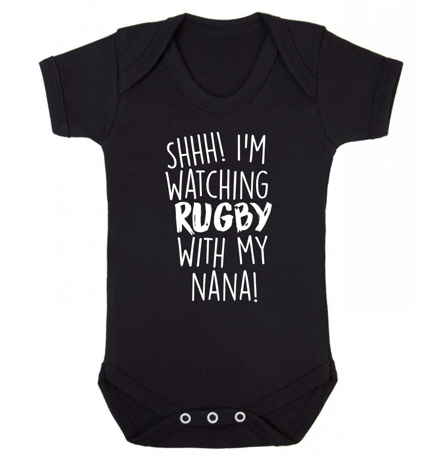 Shh I'm watching rugby with my nana Baby Vest black 18-24 months