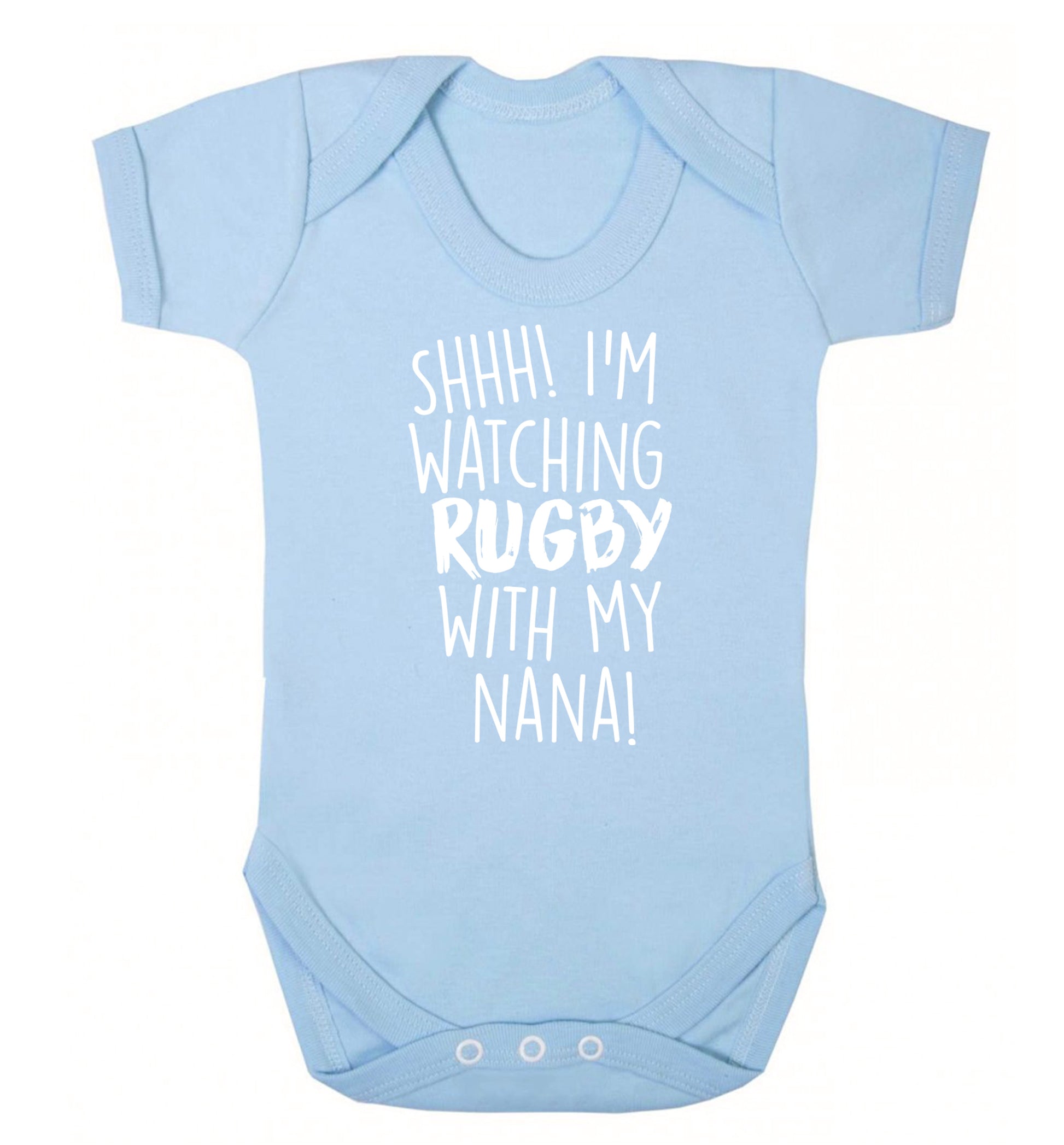 Shh I'm watching rugby with my nana Baby Vest pale blue 18-24 months