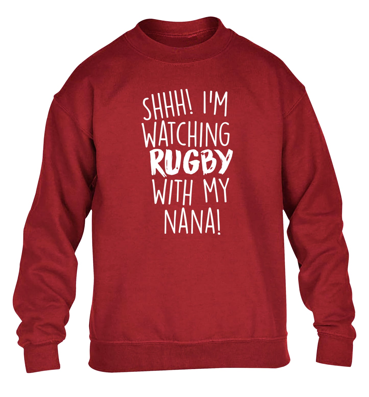 Shh I'm watching rugby with my nana children's grey sweater 12-13 Years