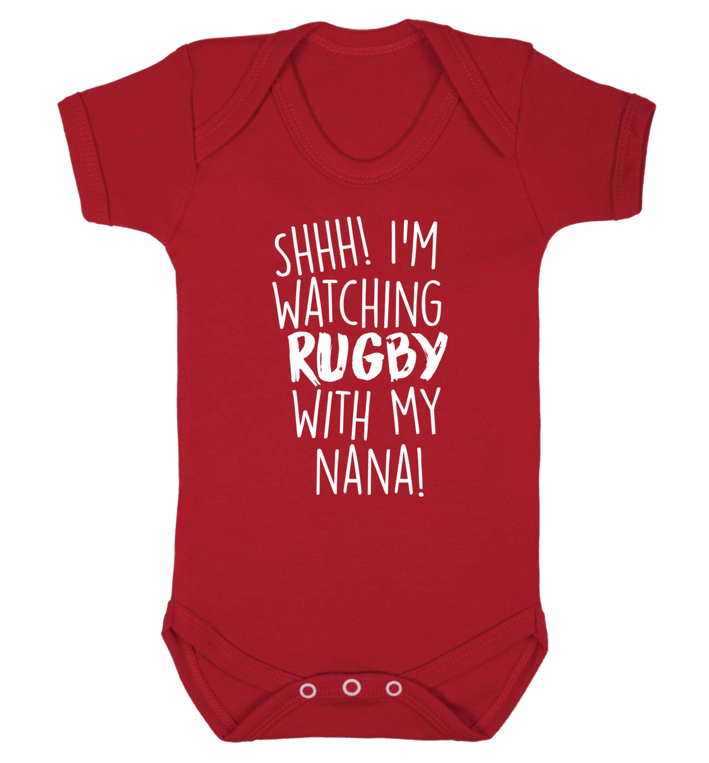 Shh I'm watching rugby with my nana Baby Vest red 18-24 months