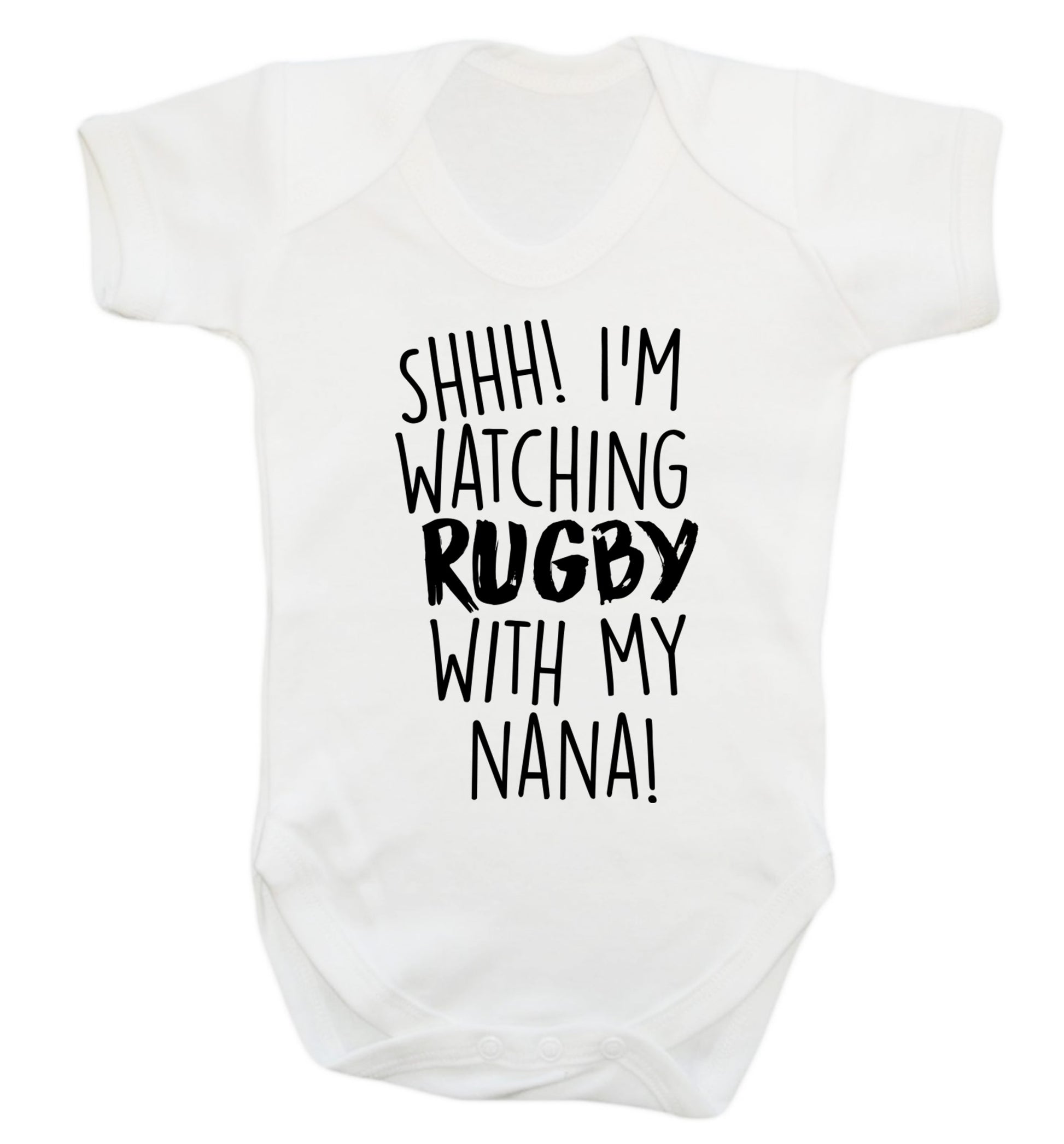Shh I'm watching rugby with my nana Baby Vest white 18-24 months