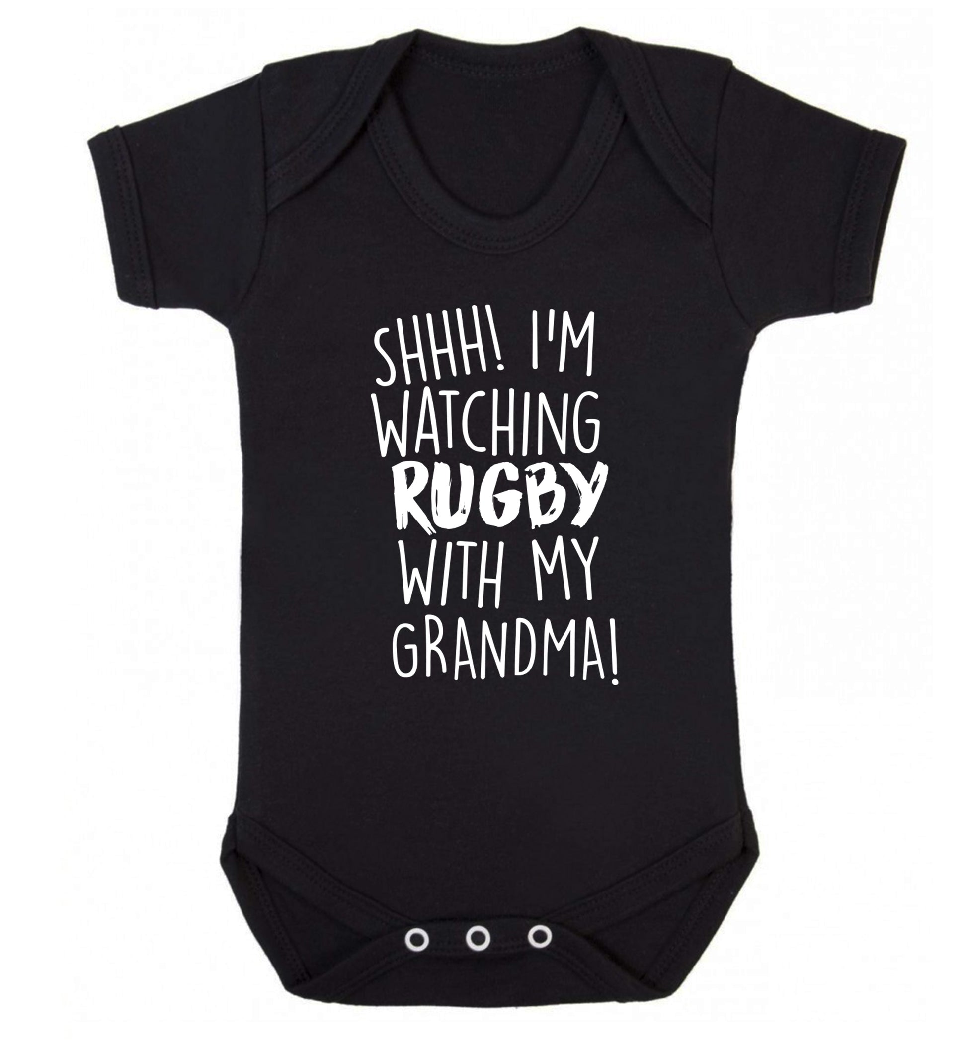 Shh I'm watching rugby with my grandma Baby Vest black 18-24 months