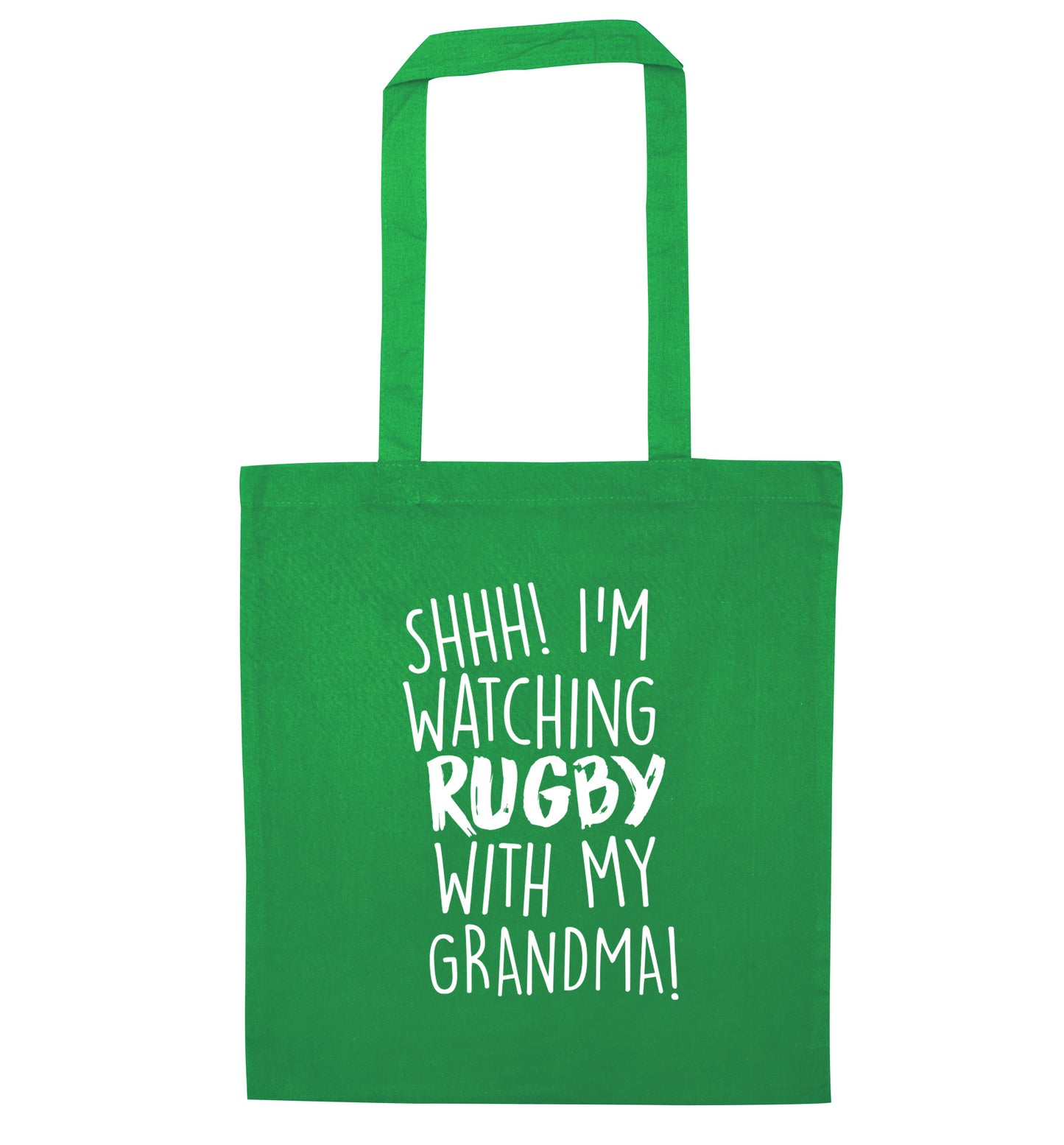 Shh I'm watching rugby with my grandma green tote bag