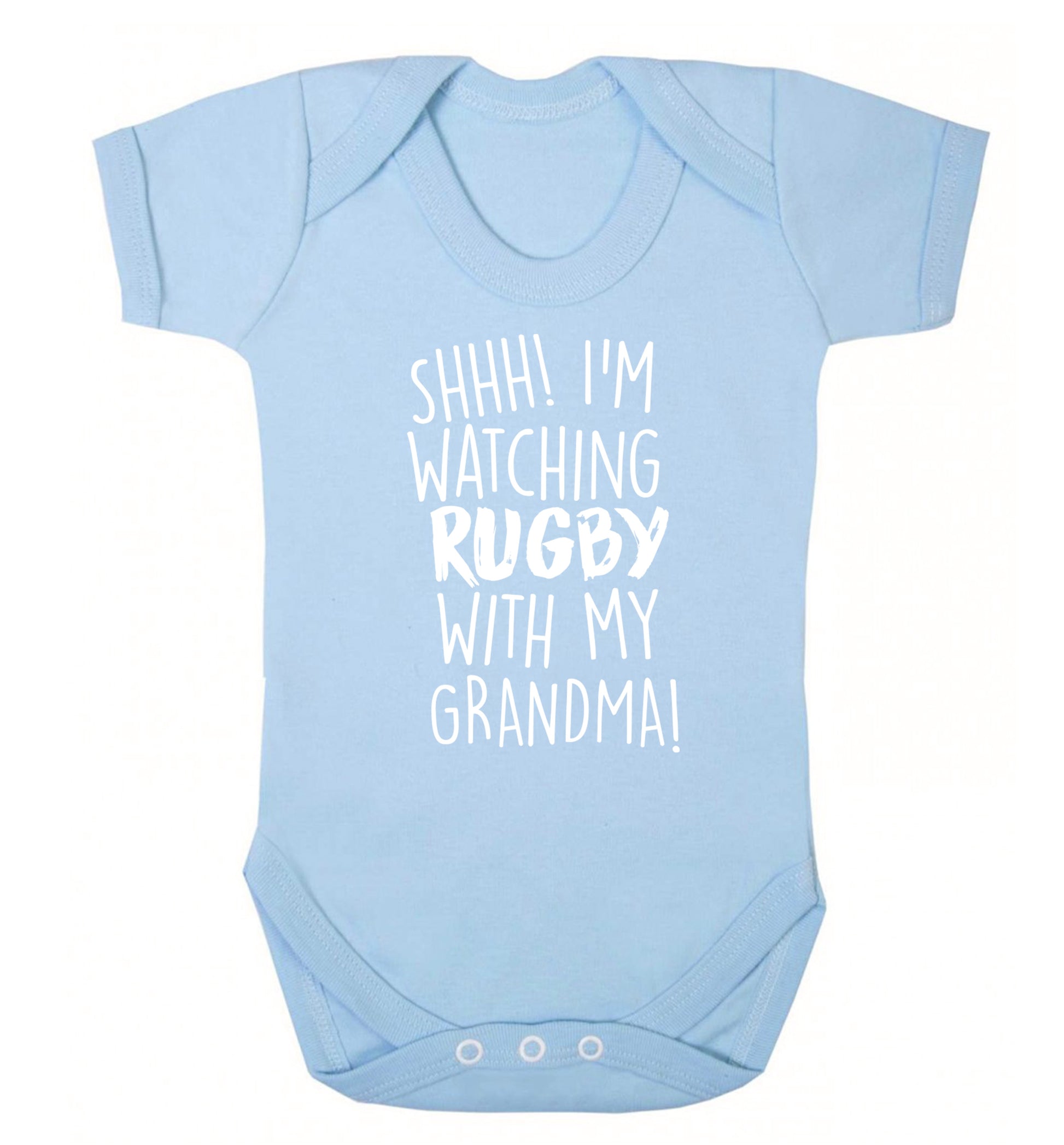 Shh I'm watching rugby with my grandma Baby Vest pale blue 18-24 months