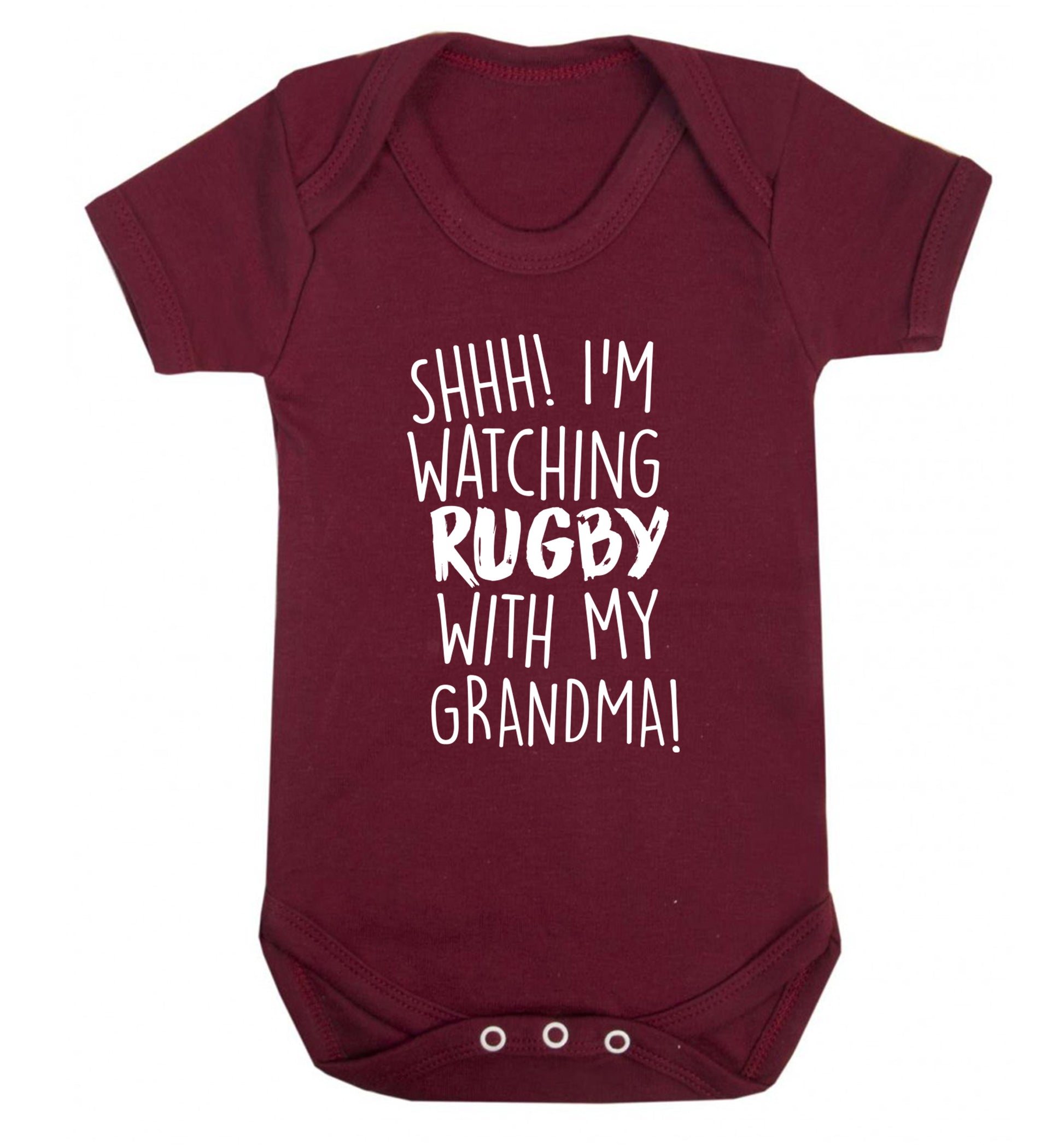 Shh I'm watching rugby with my grandma Baby Vest maroon 18-24 months