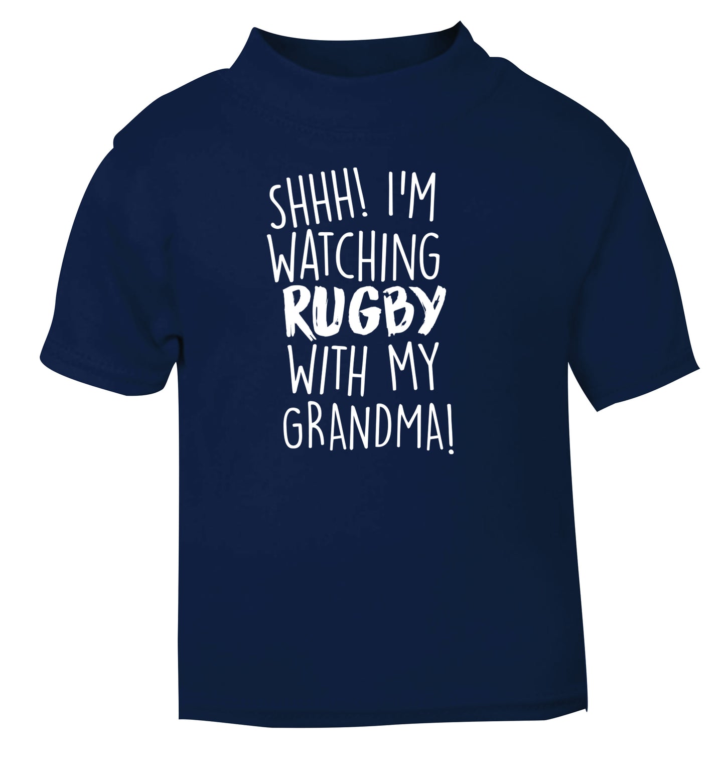 Shh I'm watching rugby with my grandma navy Baby Toddler Tshirt 2 Years
