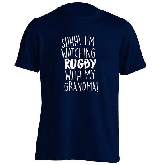 Shh I'm watching rugby with my grandma adults unisex navy Tshirt 2XL