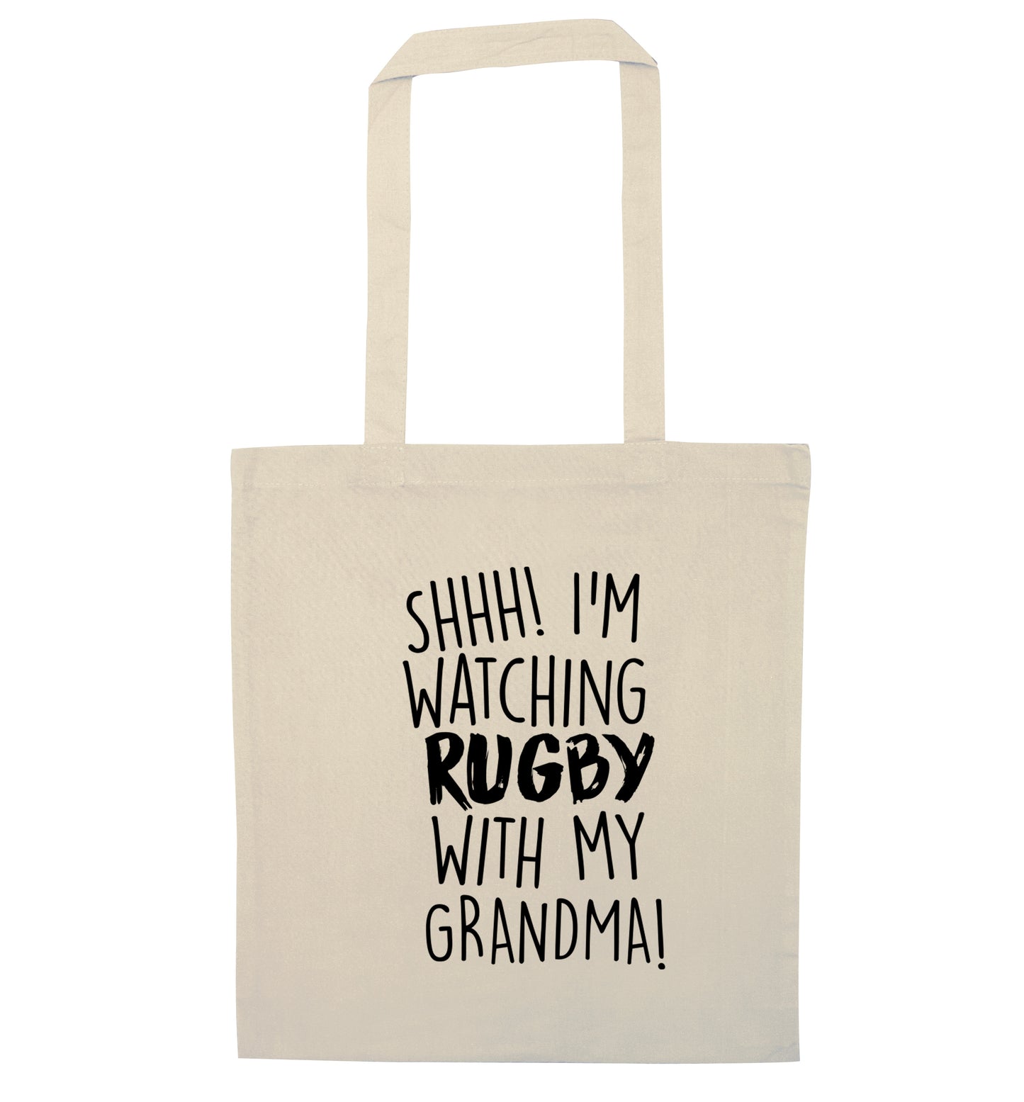 Shh I'm watching rugby with my grandma natural tote bag