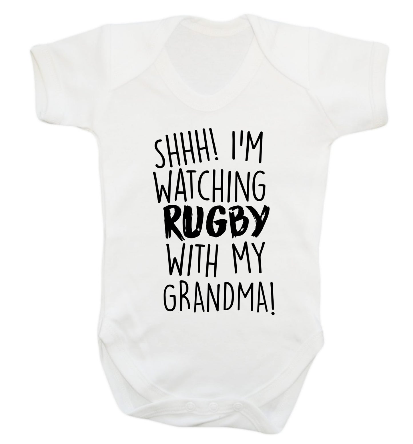 Shh I'm watching rugby with my grandma Baby Vest white 18-24 months