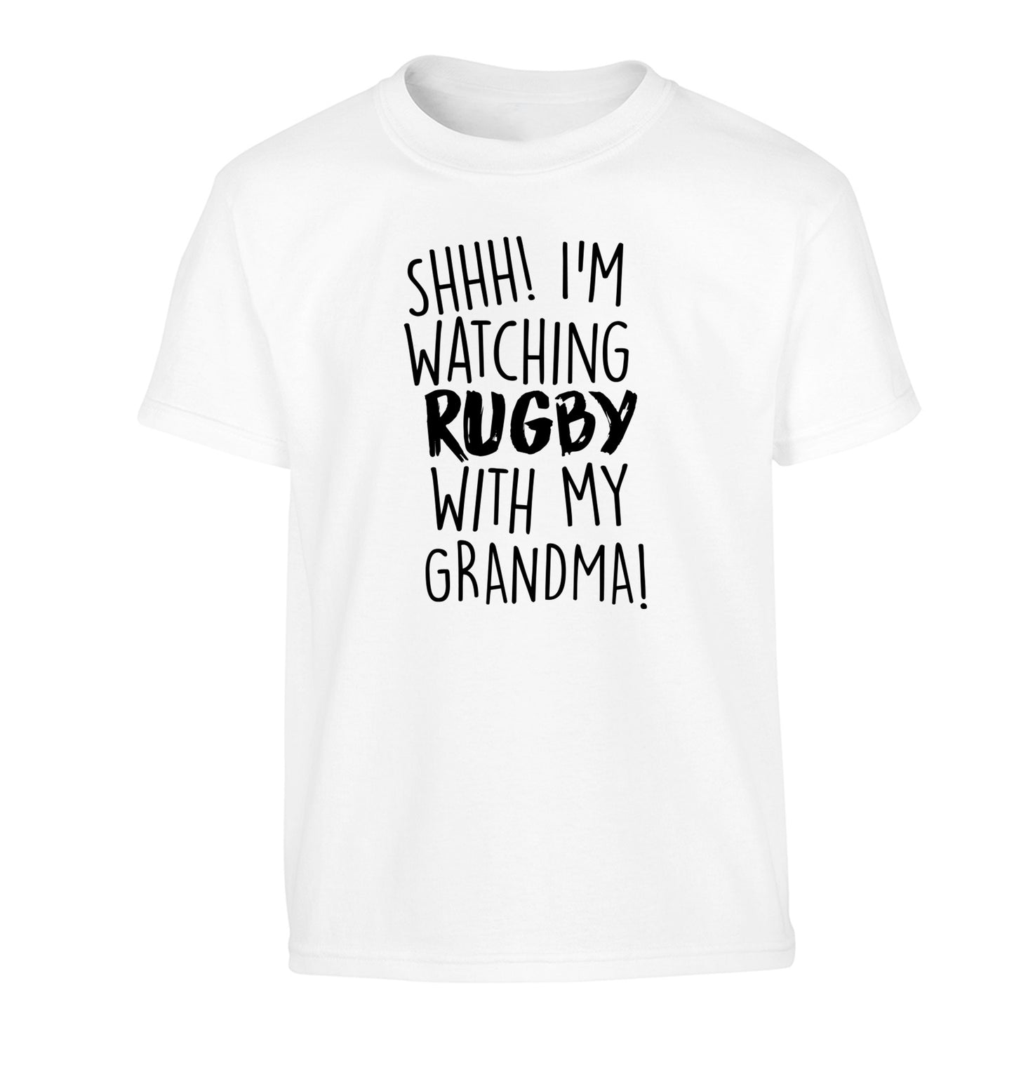 Shh I'm watching rugby with my grandma Children's white Tshirt 12-13 Years