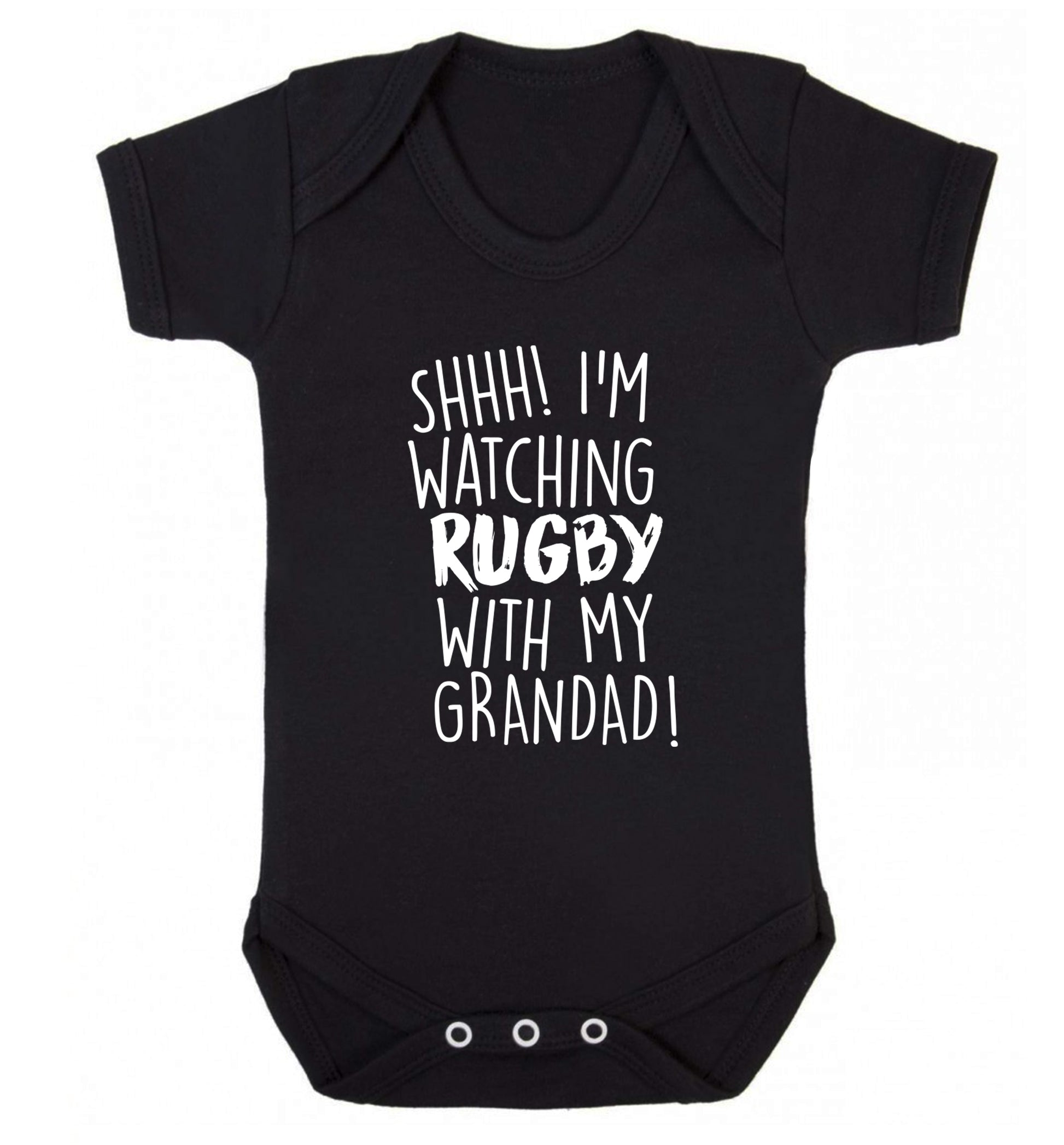 Shh I'm watching rugby with my grandad Baby Vest black 18-24 months