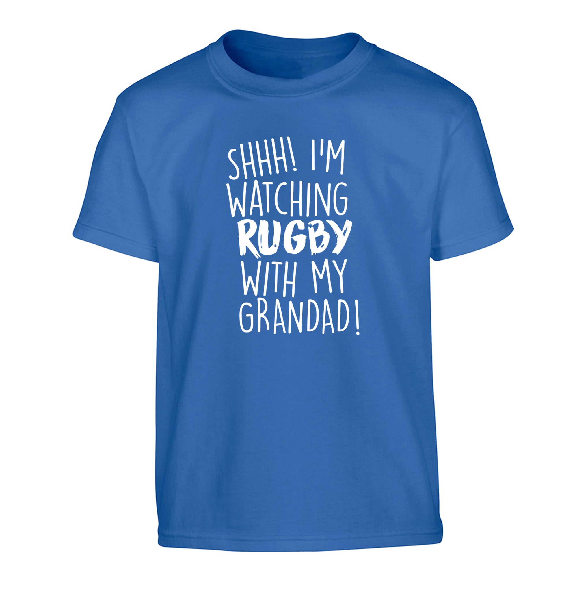 Shh I'm watching rugby with my grandad Children's blue Tshirt 12-13 Years