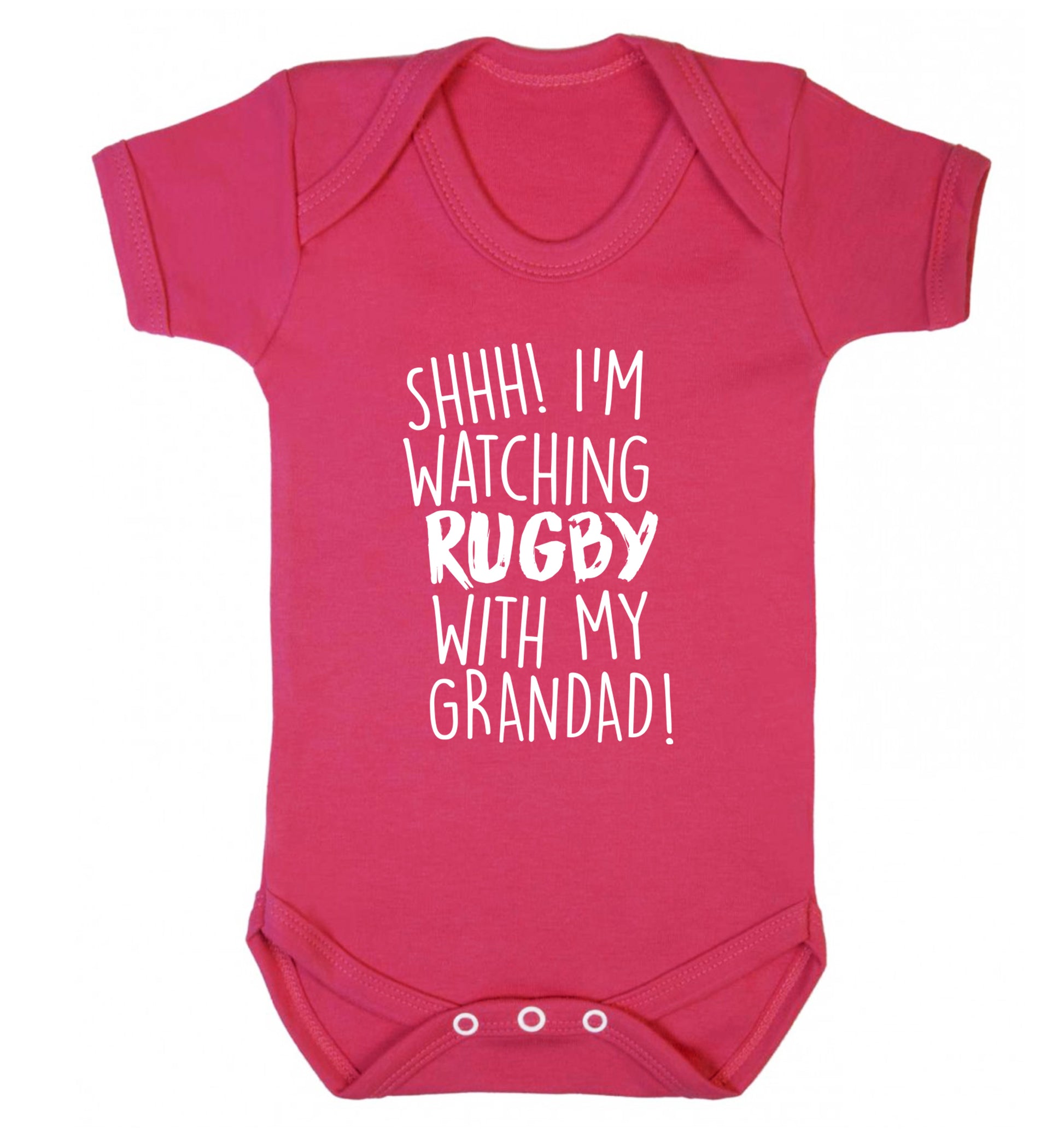 Shh I'm watching rugby with my grandad Baby Vest dark pink 18-24 months