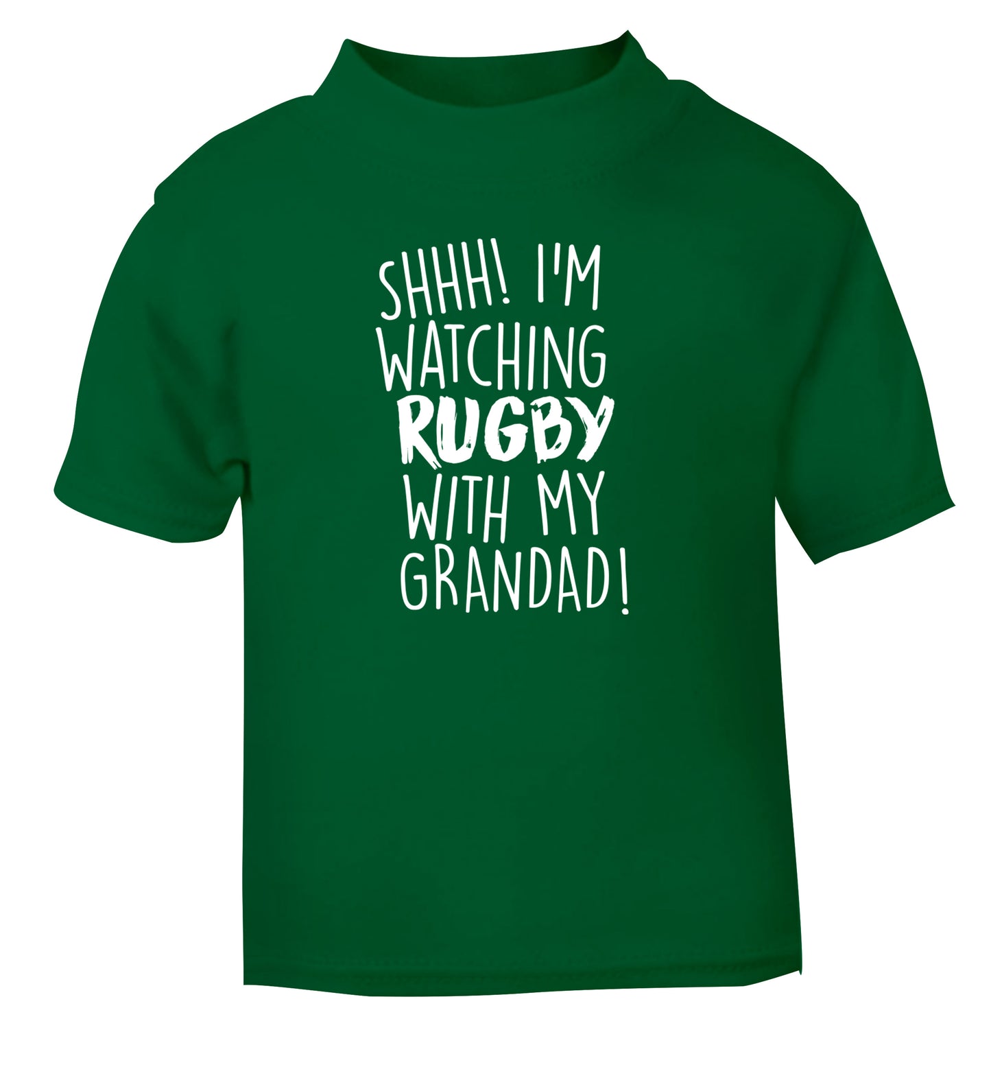 Shh I'm watching rugby with my grandad green Baby Toddler Tshirt 2 Years