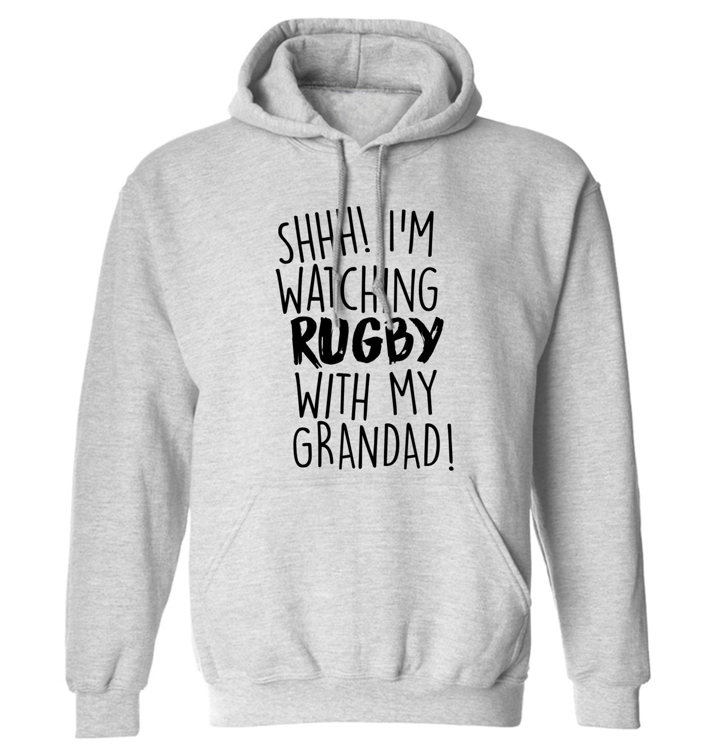 Shh I'm watching rugby with my grandad adults unisex grey hoodie 2XL