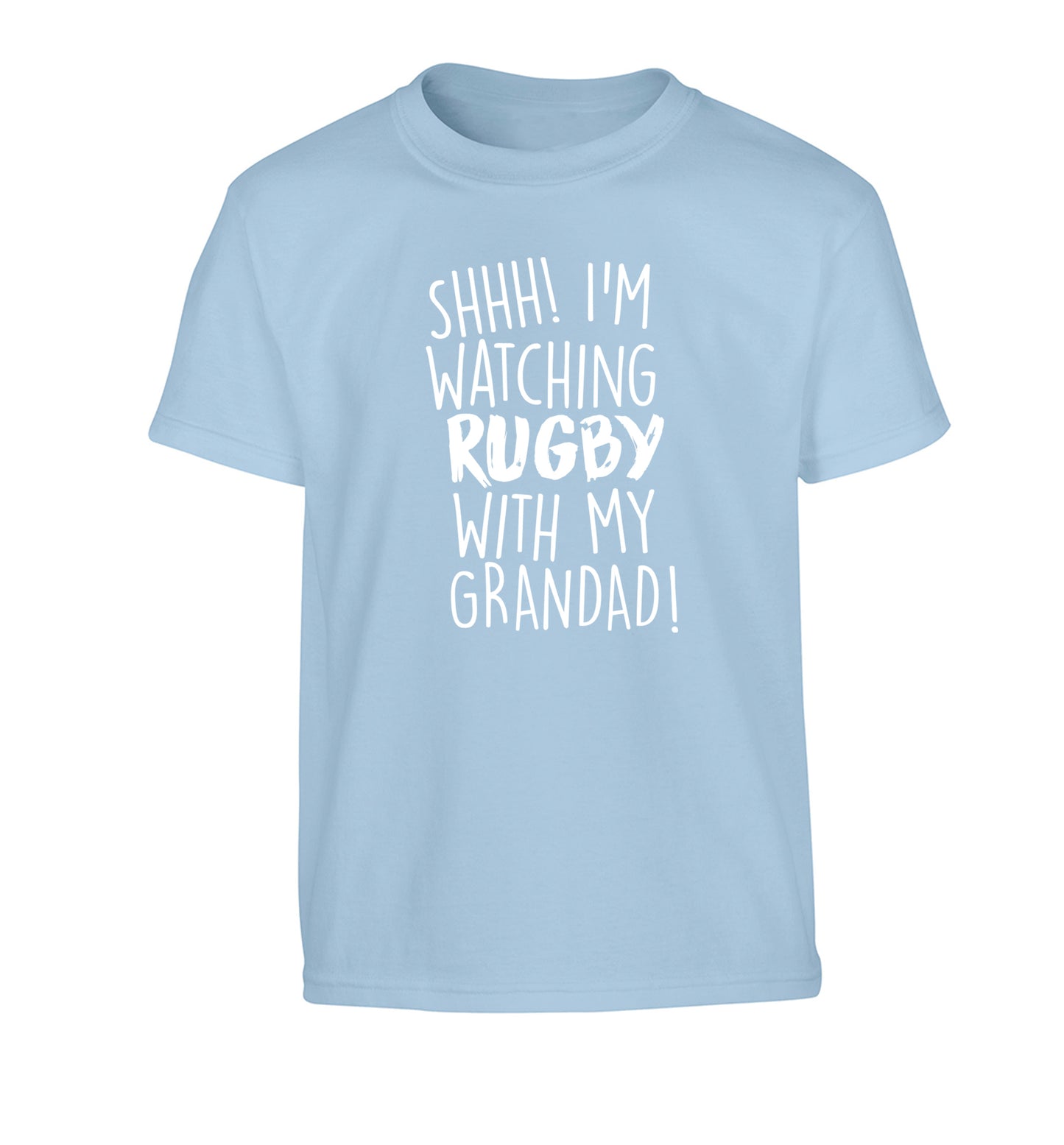 Shh I'm watching rugby with my grandad Children's light blue Tshirt 12-13 Years