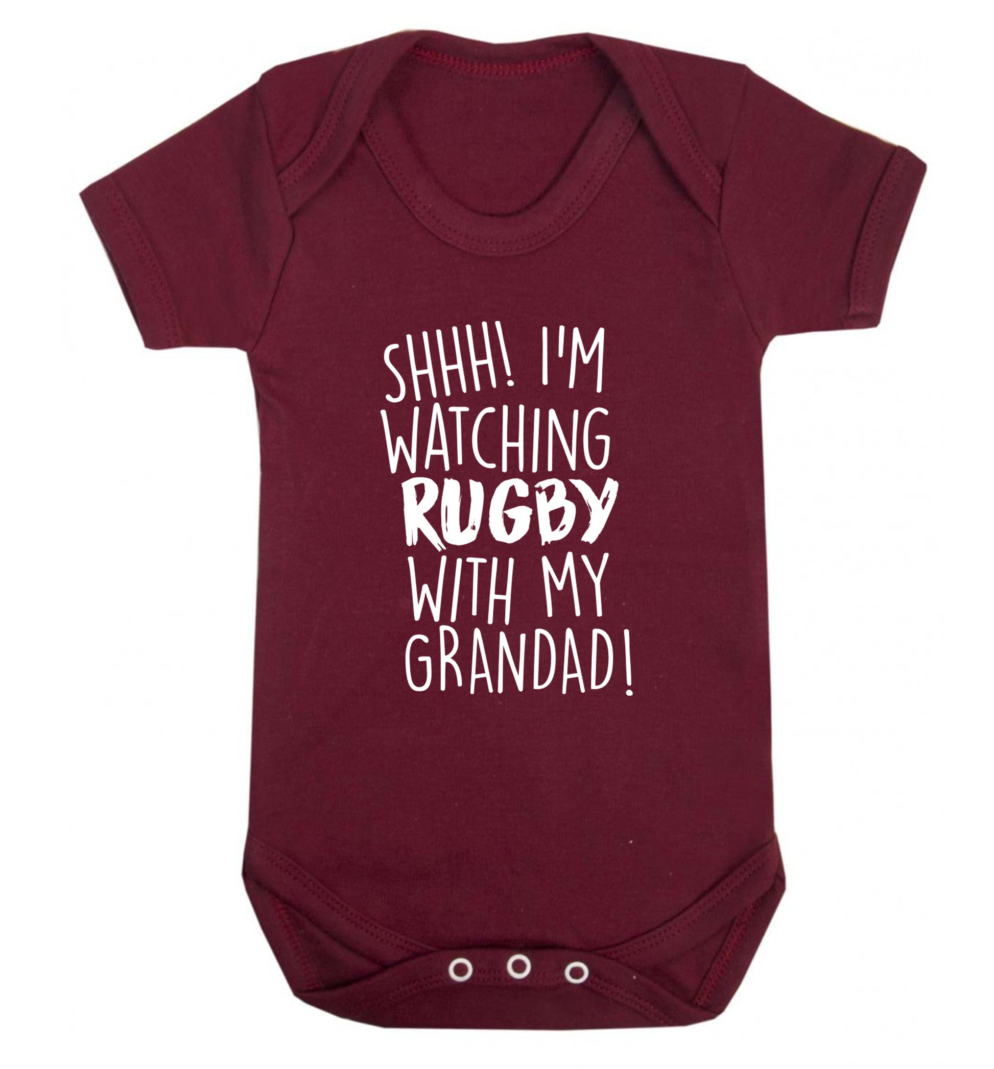 Shh I'm watching rugby with my grandad Baby Vest maroon 18-24 months