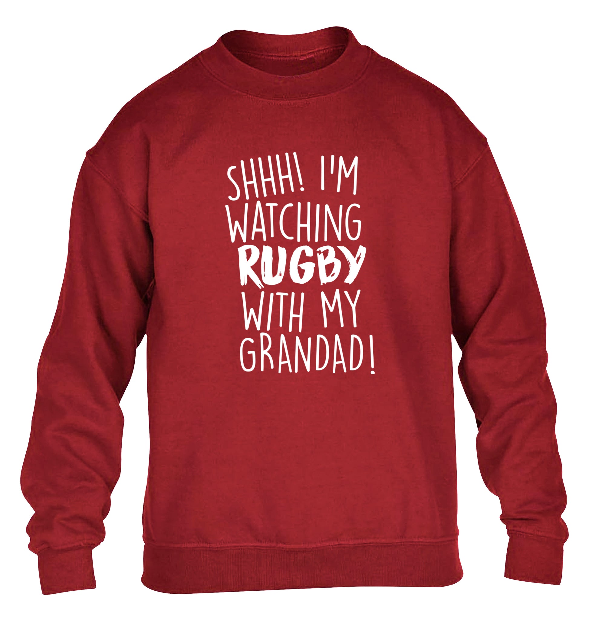Shh I'm watching rugby with my grandad children's grey sweater 12-13 Years