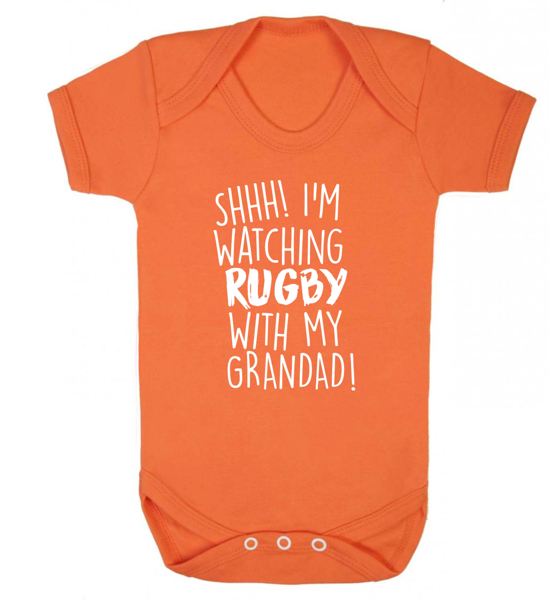Shh I'm watching rugby with my grandad Baby Vest orange 18-24 months