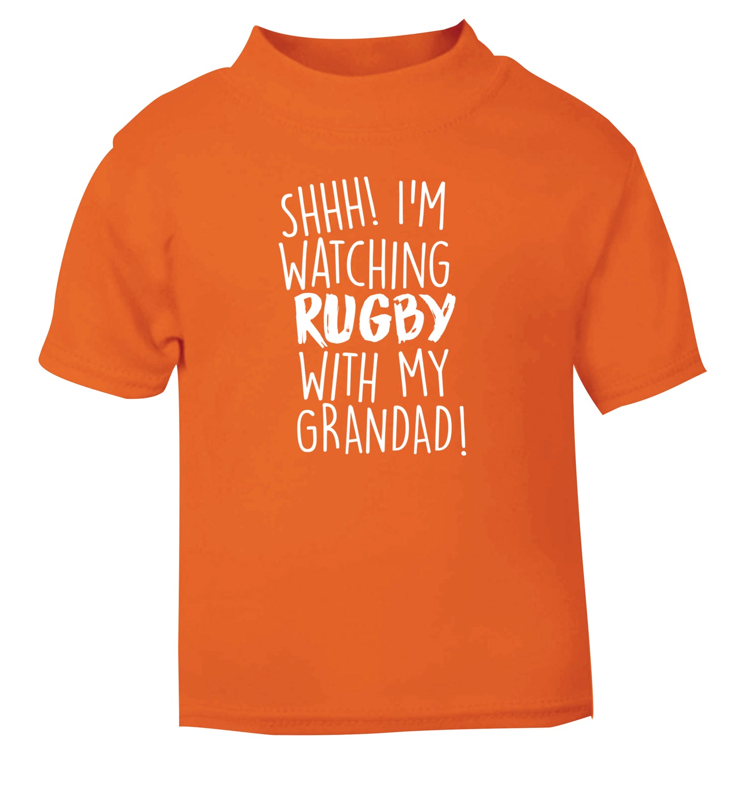 Shh I'm watching rugby with my grandad orange Baby Toddler Tshirt 2 Years