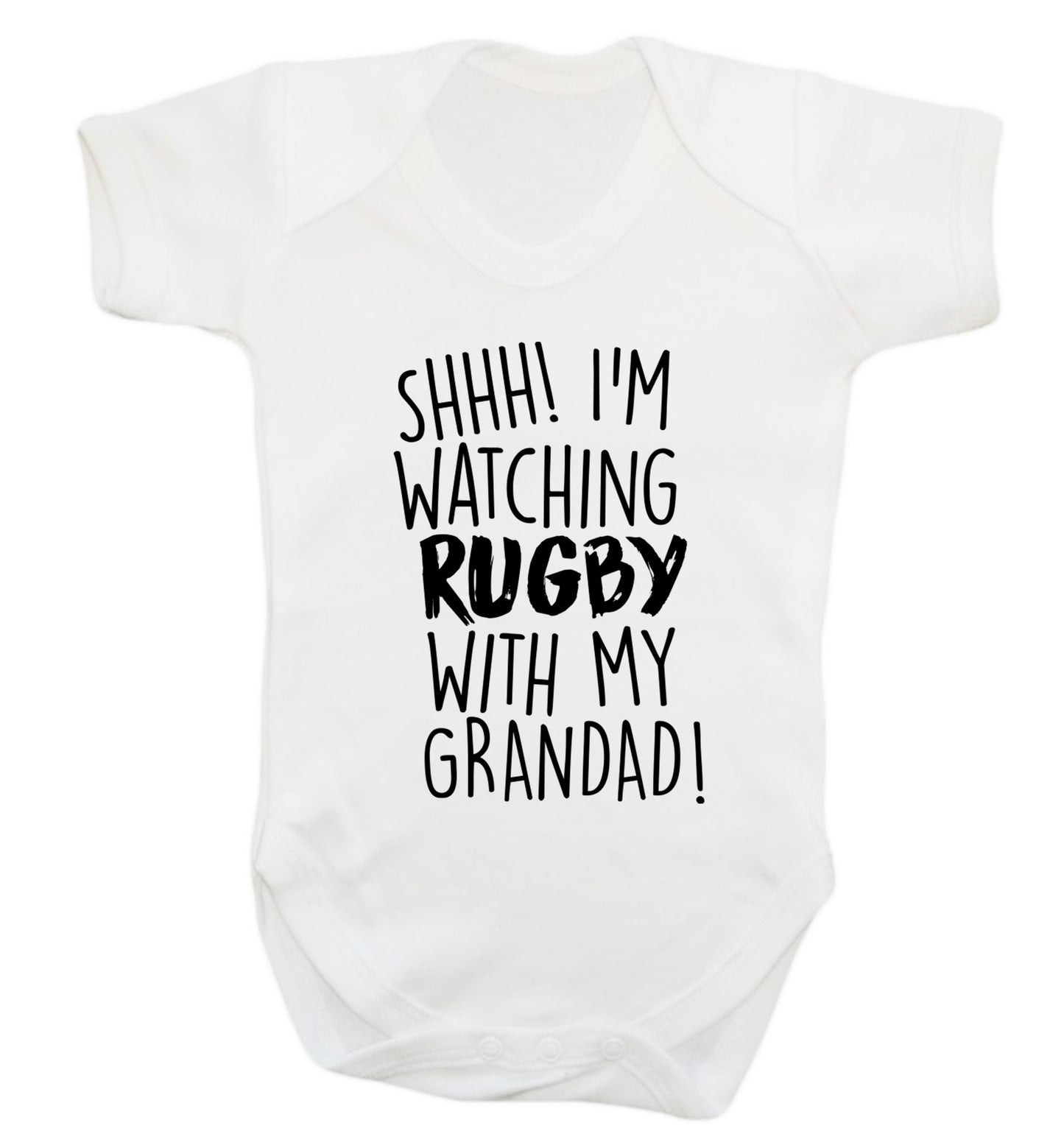 Shh I'm watching rugby with my grandad Baby Vest white 18-24 months