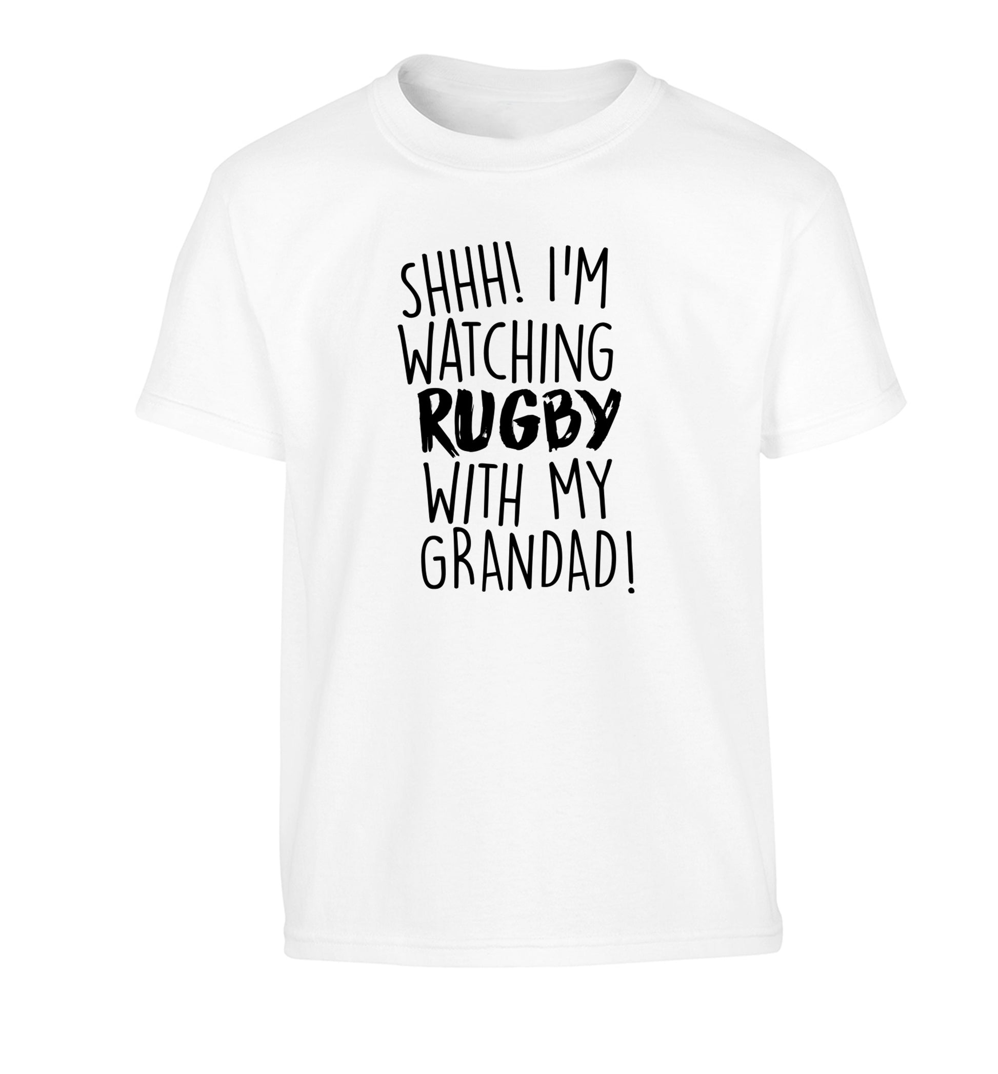 Shh I'm watching rugby with my grandad Children's white Tshirt 12-13 Years