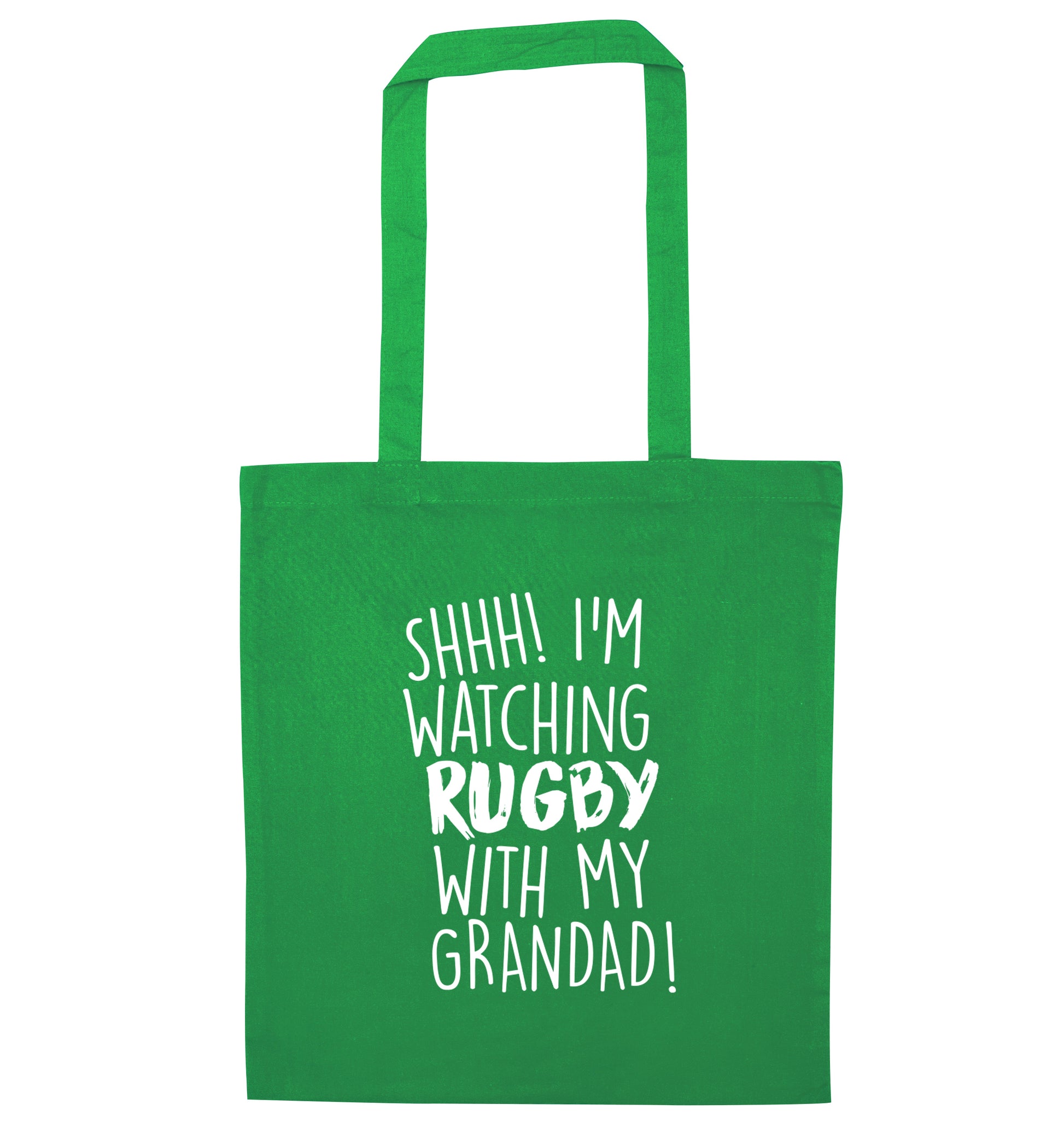 Shh I'm watching rugby with my grandaughter green tote bag