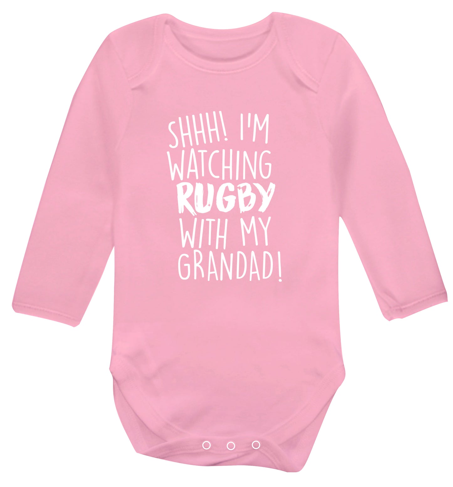 Shh I'm watching rugby with my grandaughter Baby Vest long sleeved pale pink 6-12 months