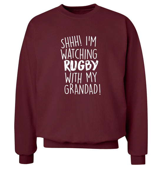 Shh I'm watching rugby with my grandaughter Adult's unisex maroon Sweater 2XL