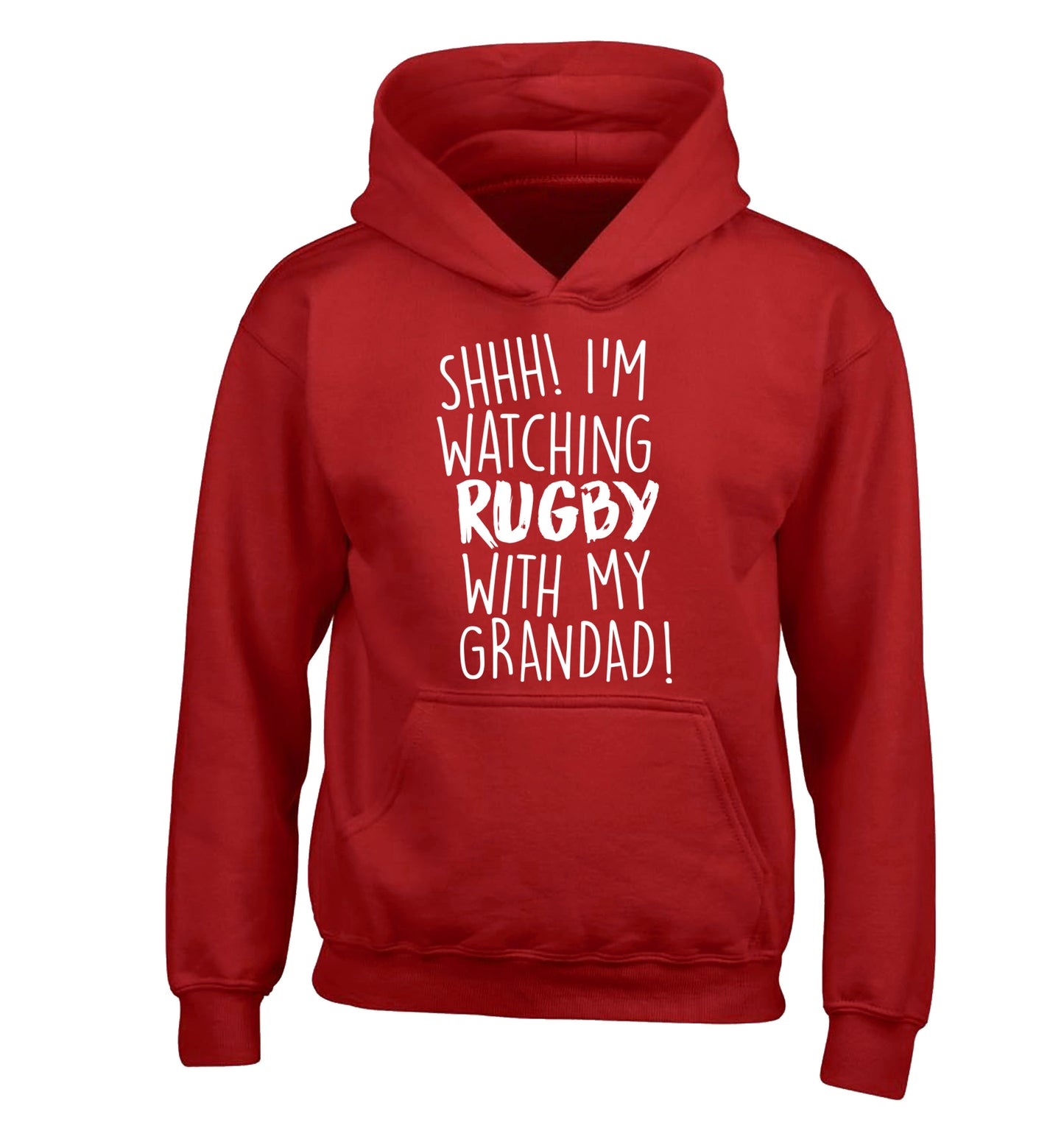 Shh I'm watching rugby with my grandaughter children's red hoodie 12-13 Years