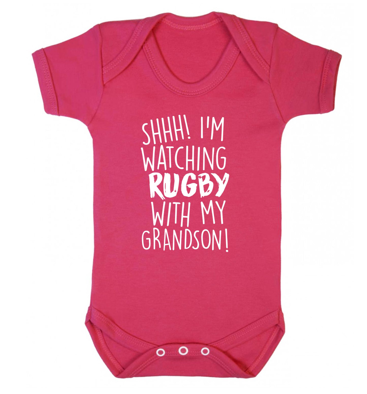 Shh I'm watching rugby with my grandson Baby Vest dark pink 18-24 months