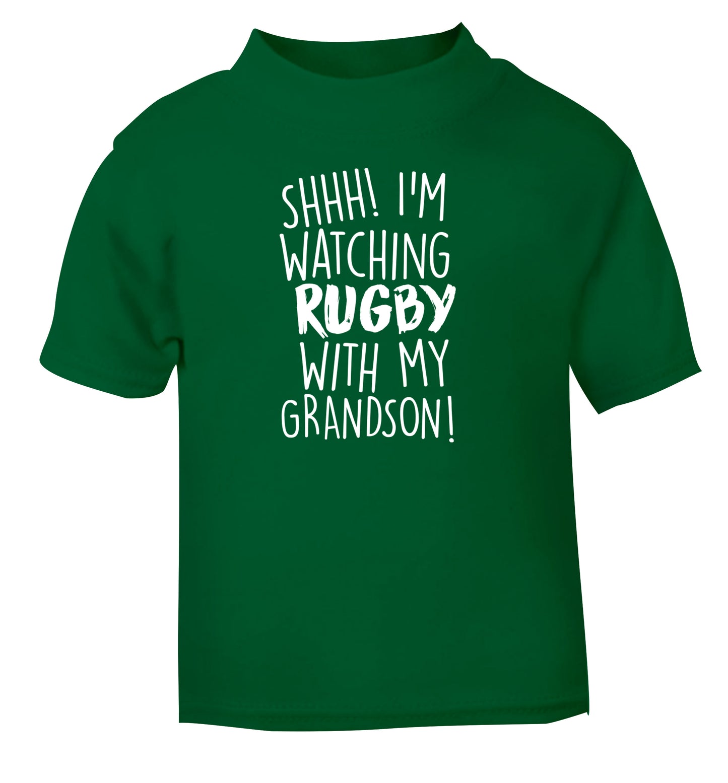 Shh I'm watching rugby with my grandson green Baby Toddler Tshirt 2 Years