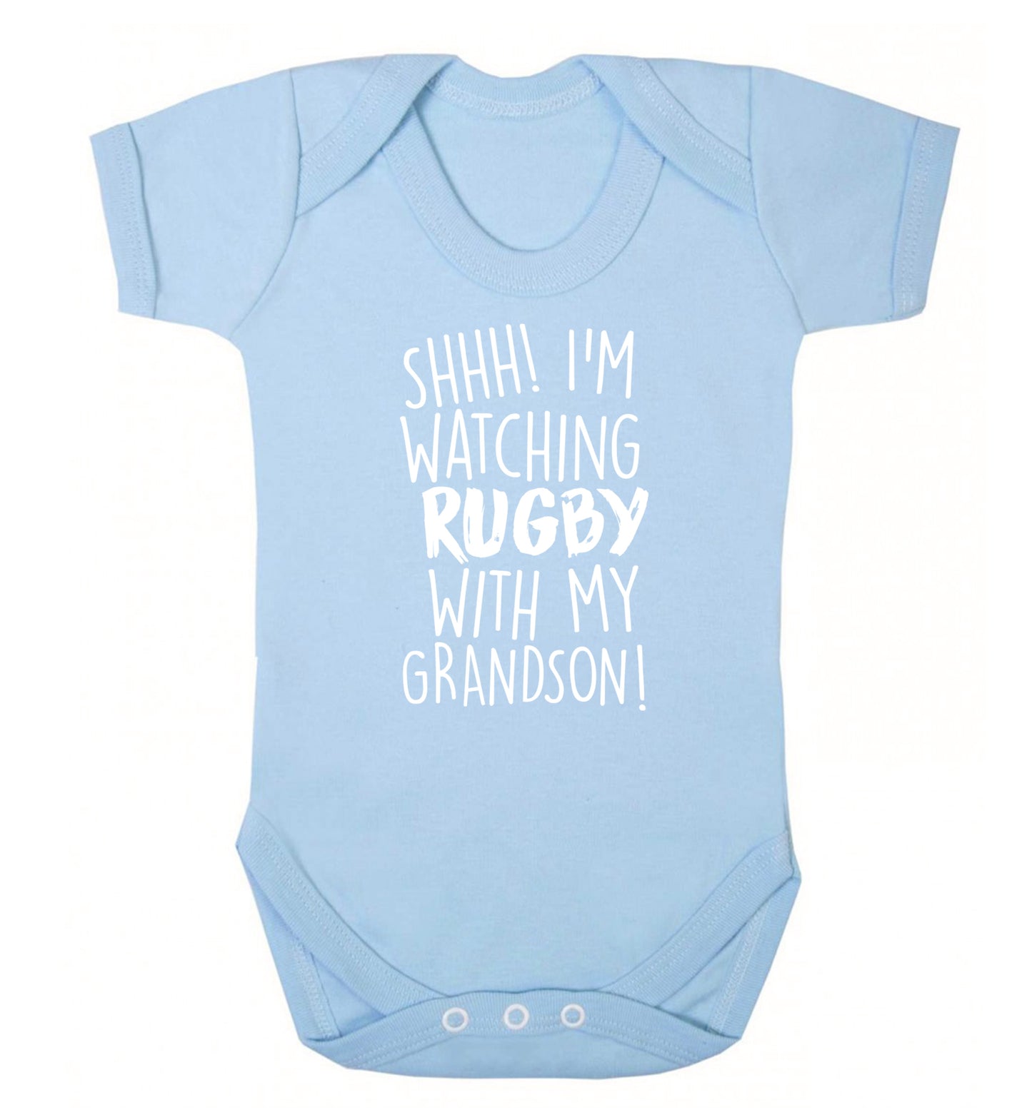 Shh I'm watching rugby with my grandson Baby Vest pale blue 18-24 months