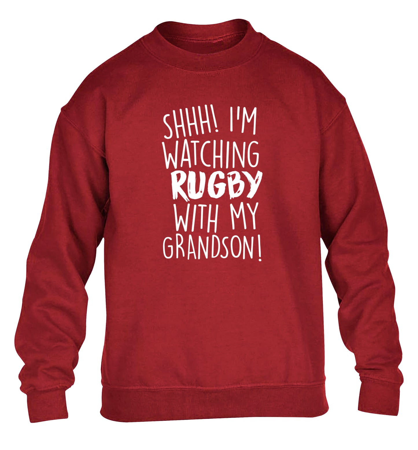 Shh I'm watching rugby with my grandson children's grey sweater 12-13 Years