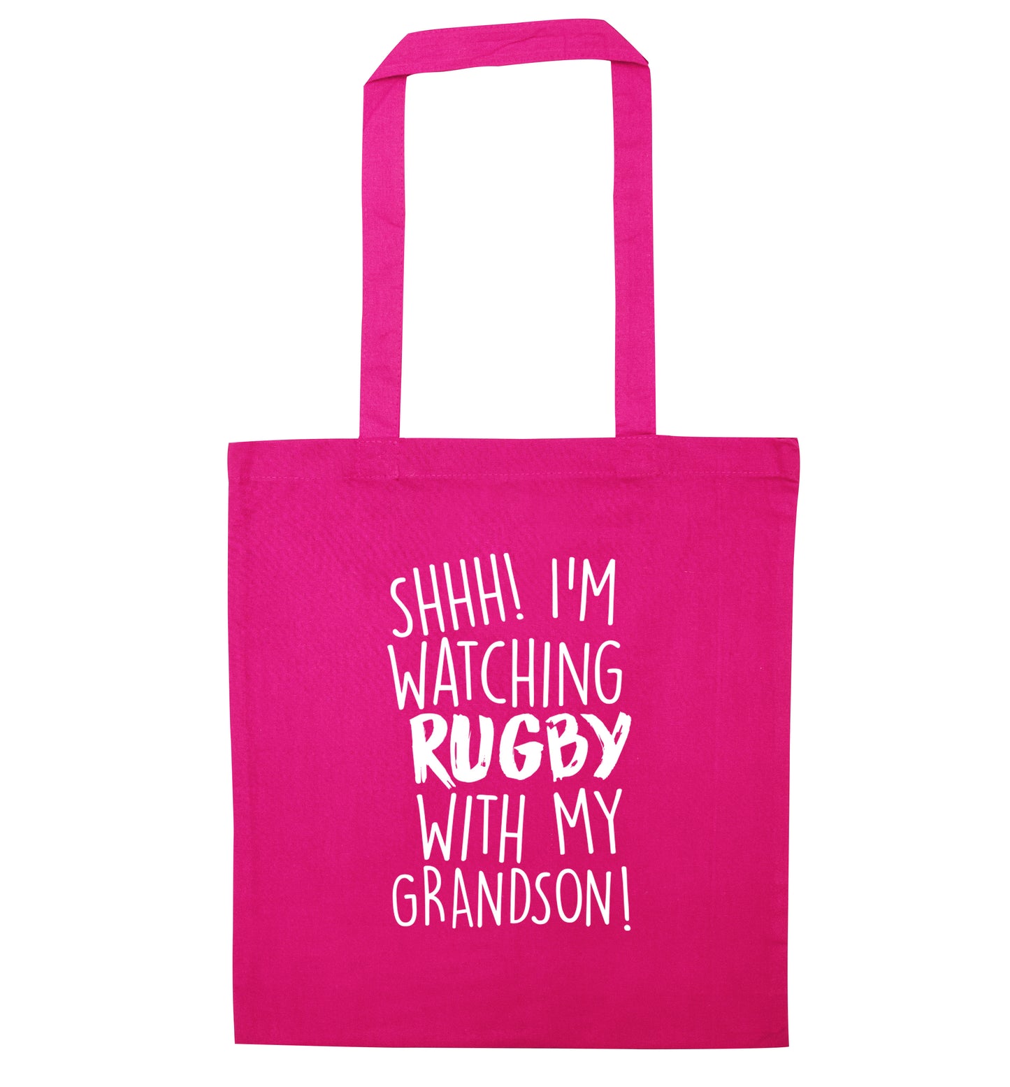 Shh I'm watching rugby with my grandson pink tote bag