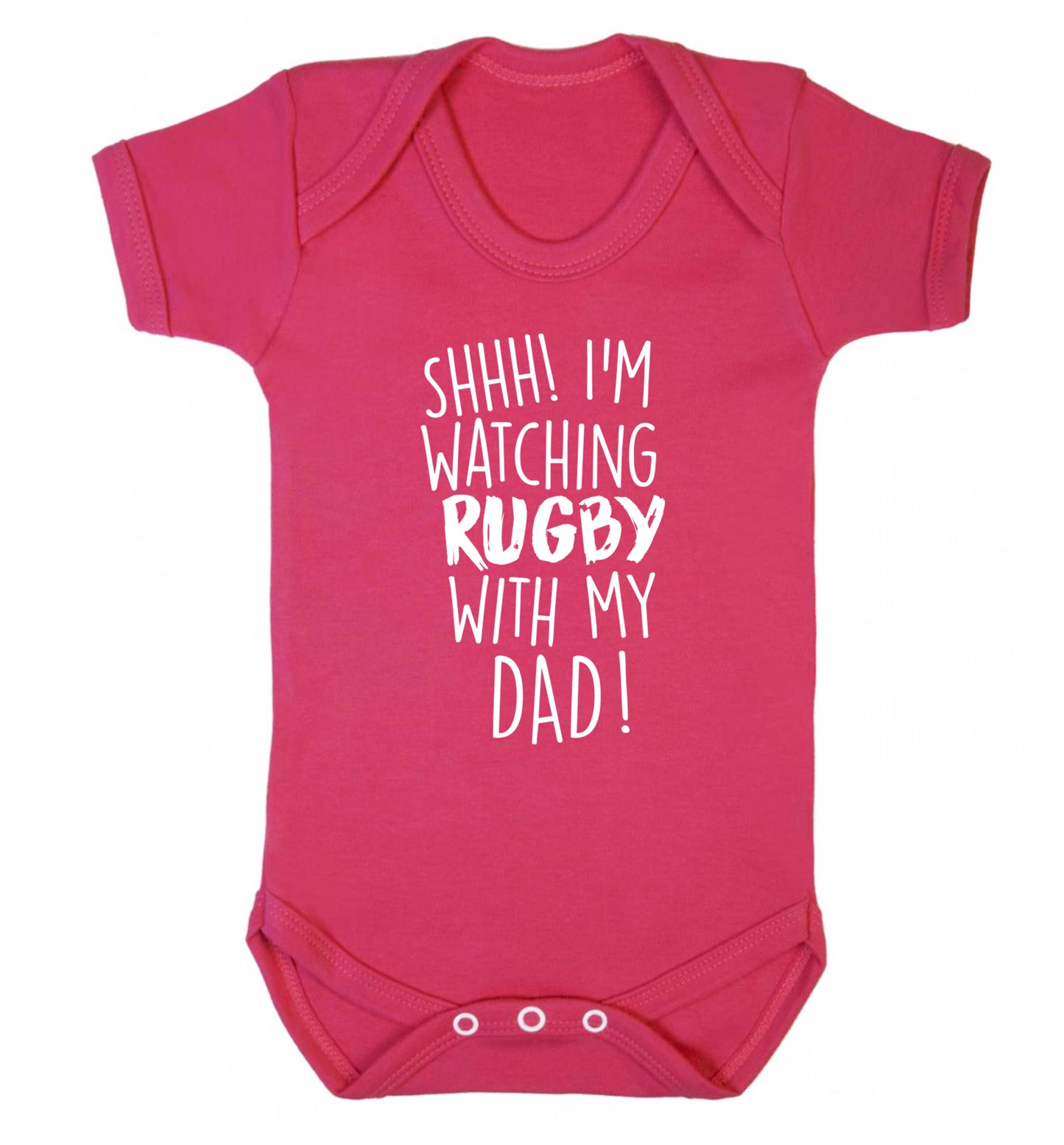 Shh... I'm watching rugby with my dad Baby Vest dark pink 18-24 months