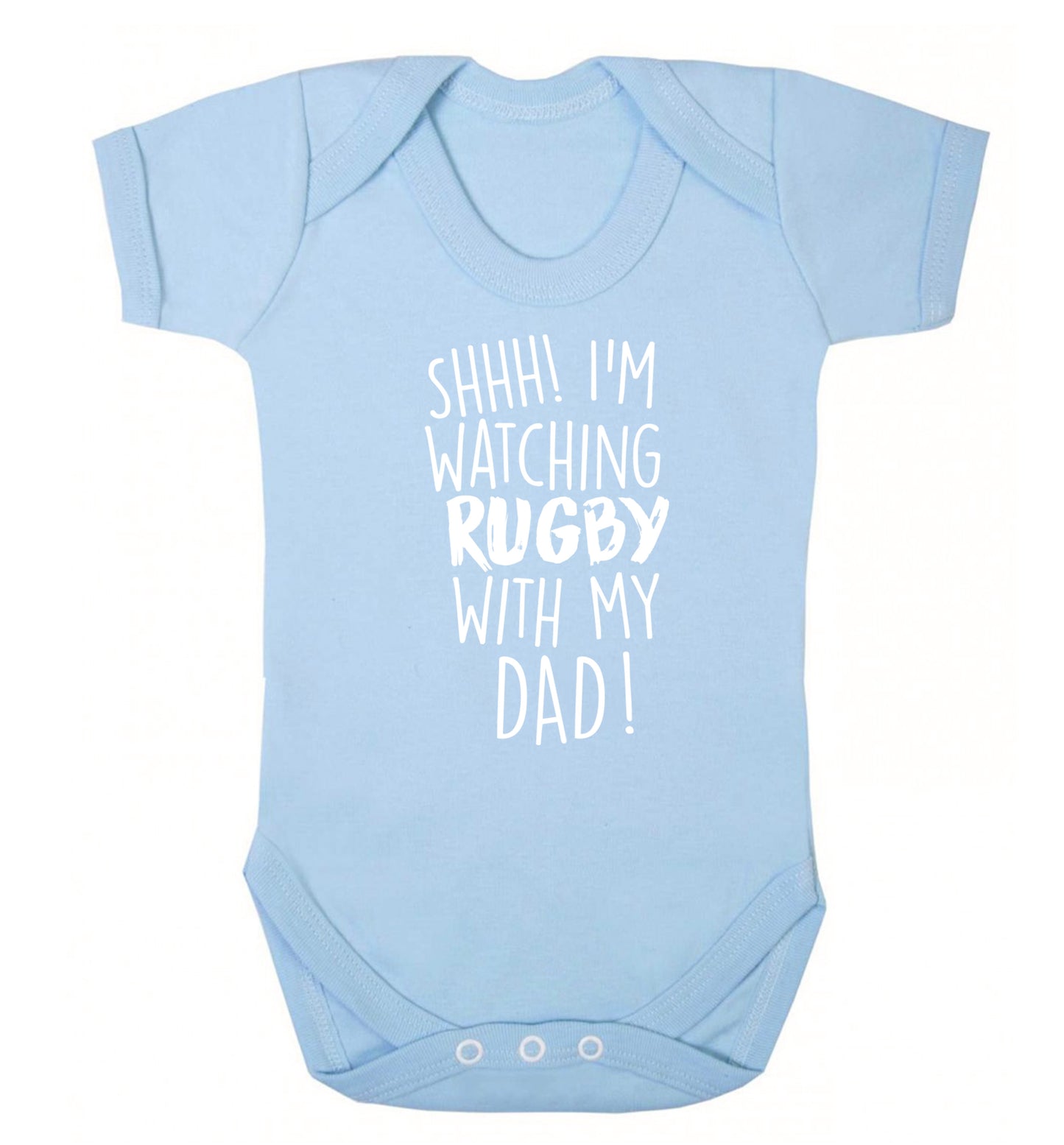 Shh... I'm watching rugby with my dad Baby Vest pale blue 18-24 months