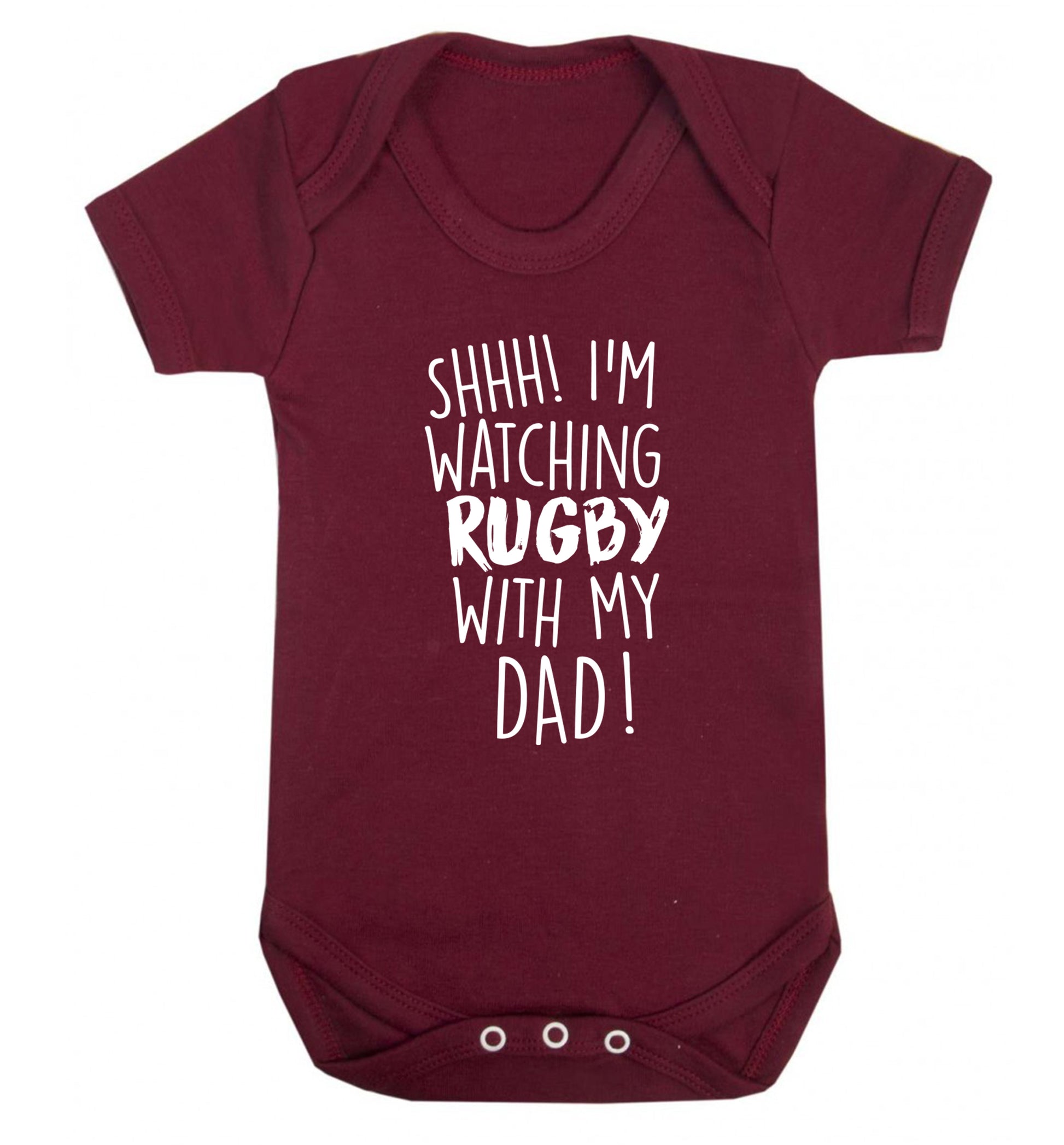 Shh... I'm watching rugby with my dad Baby Vest maroon 18-24 months