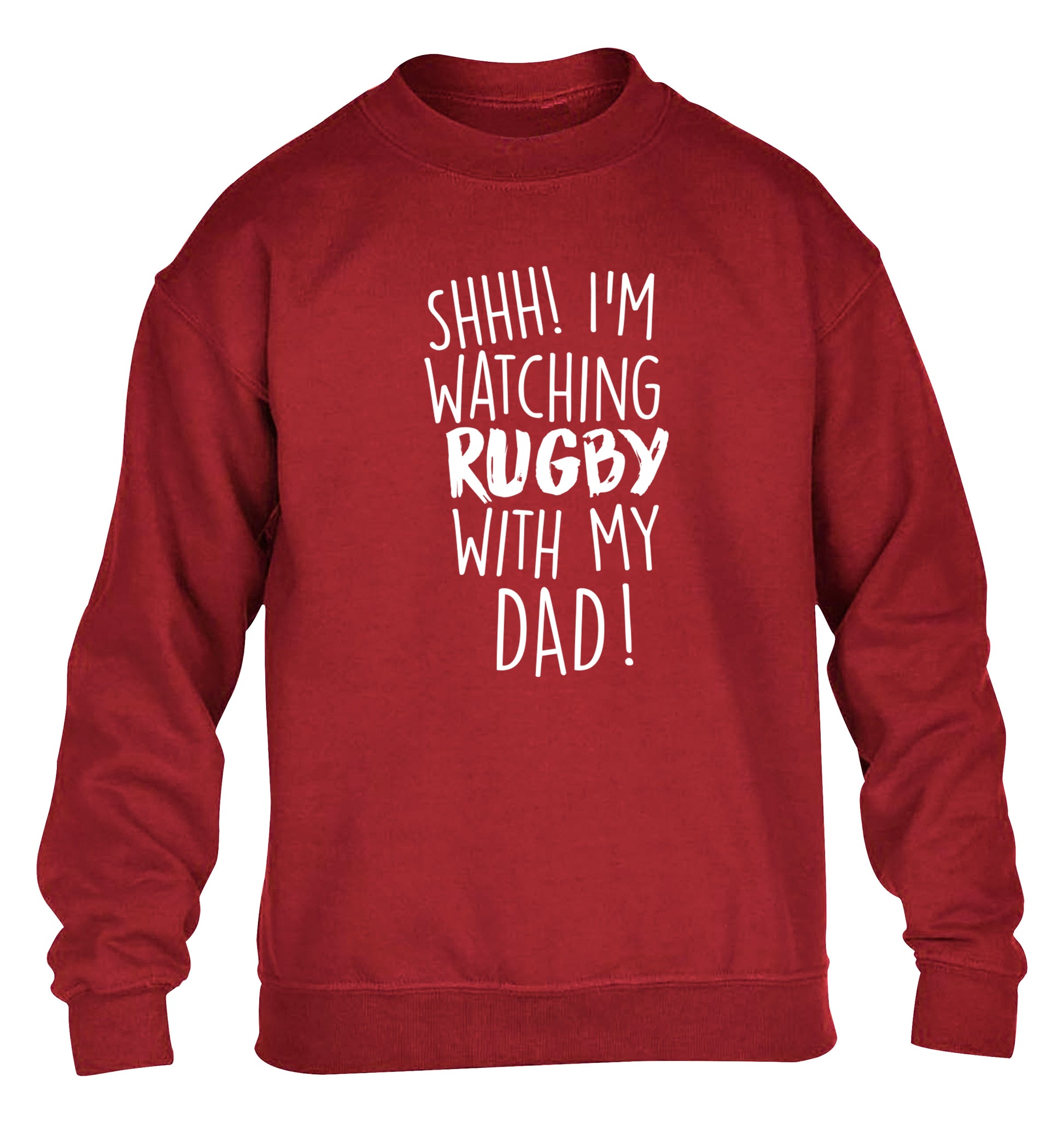 Shh... I'm watching rugby with my dad children's grey sweater 12-13 Years