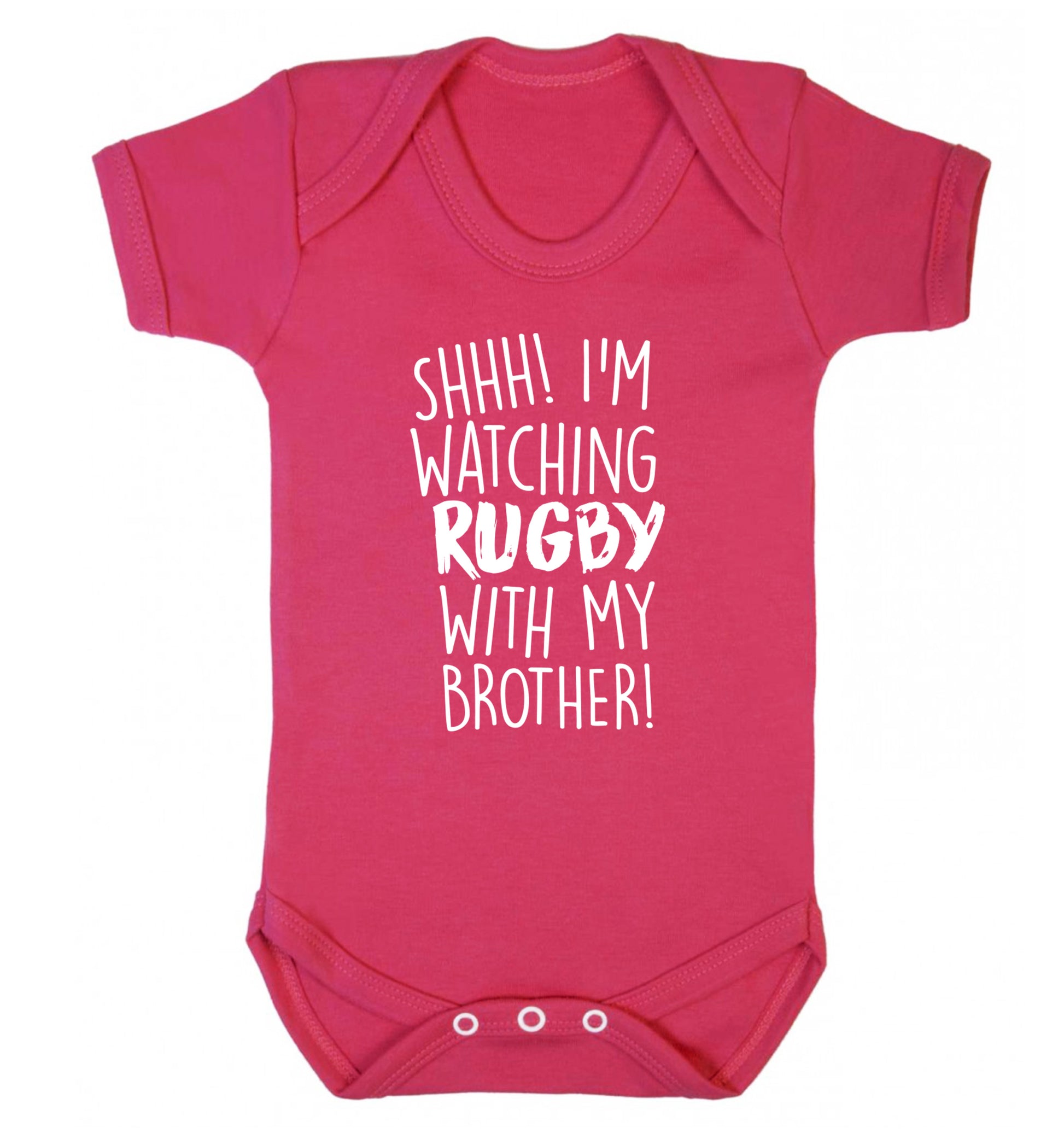 Shh... I'm watching rugby with my brother Baby Vest dark pink 18-24 months
