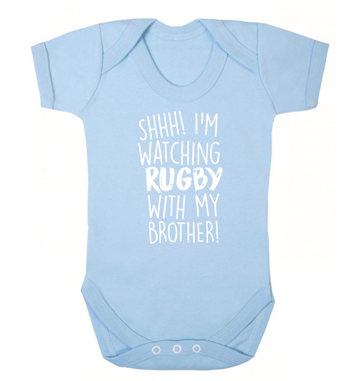 Shh... I'm watching rugby with my brother Baby Vest pale blue 18-24 months