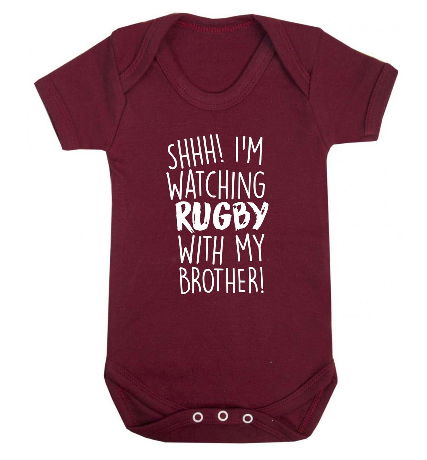 Shh... I'm watching rugby with my brother Baby Vest maroon 18-24 months