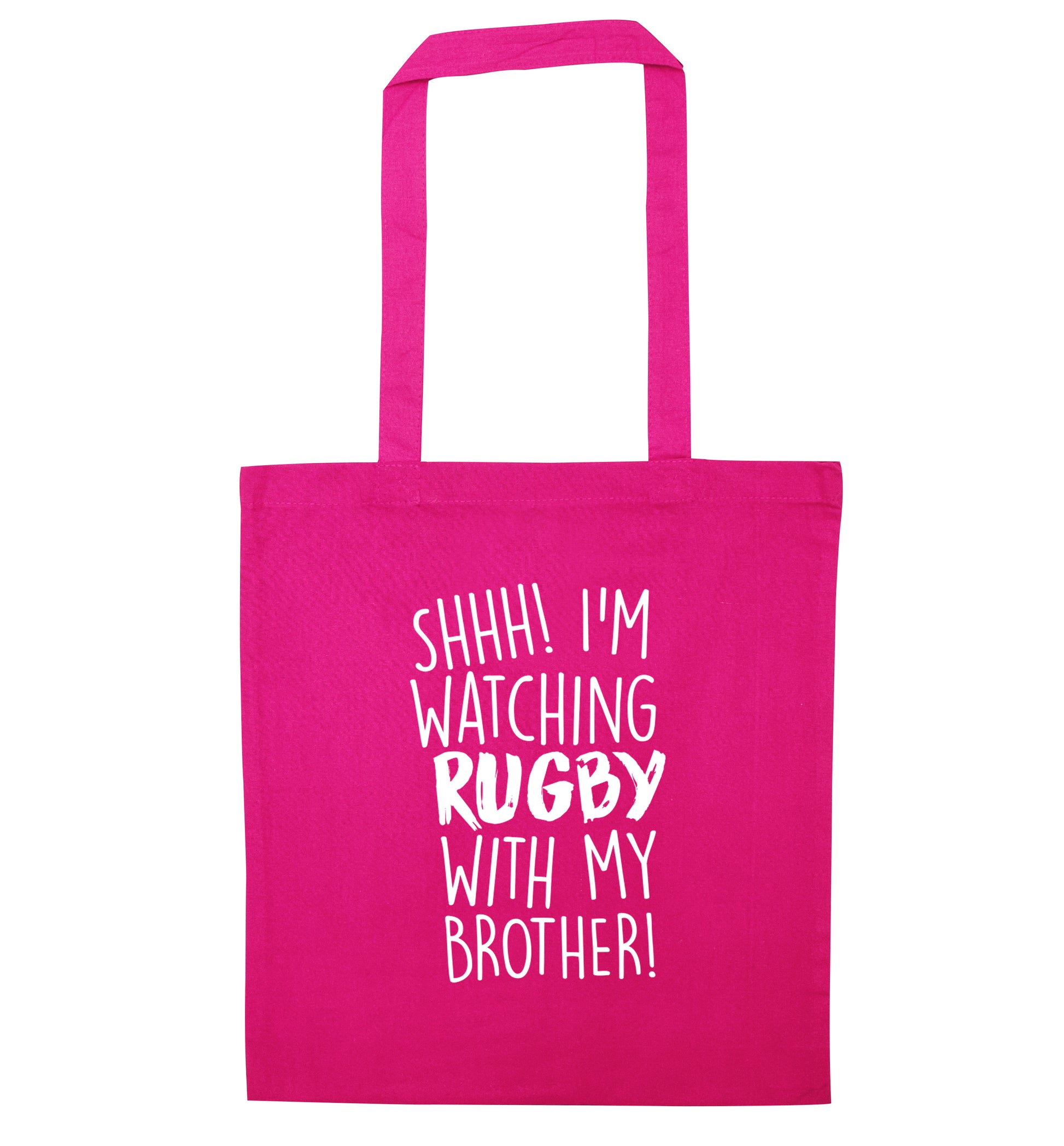 Shh... I'm watching rugby with my brother pink tote bag