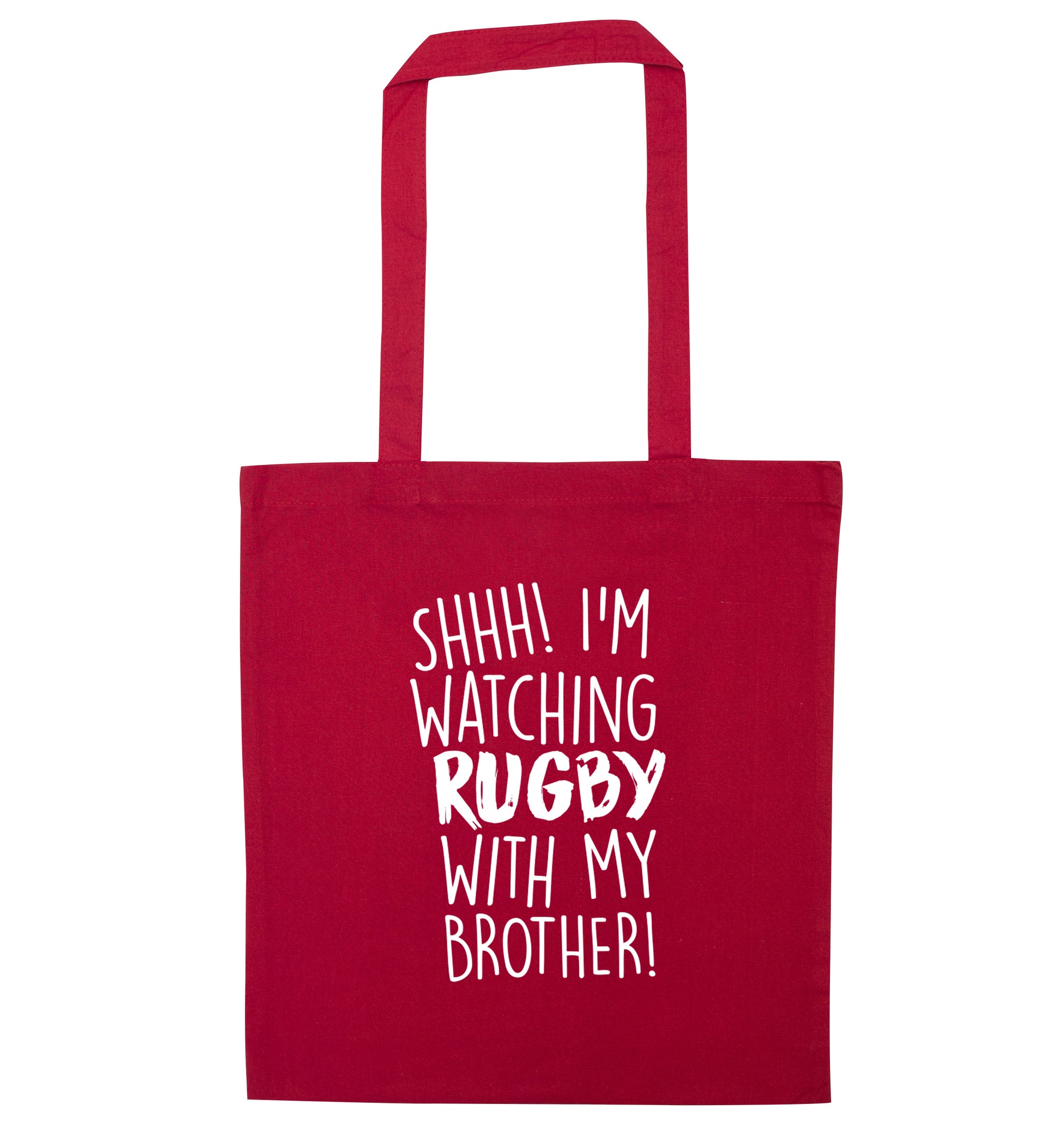 Shh... I'm watching rugby with my brother red tote bag