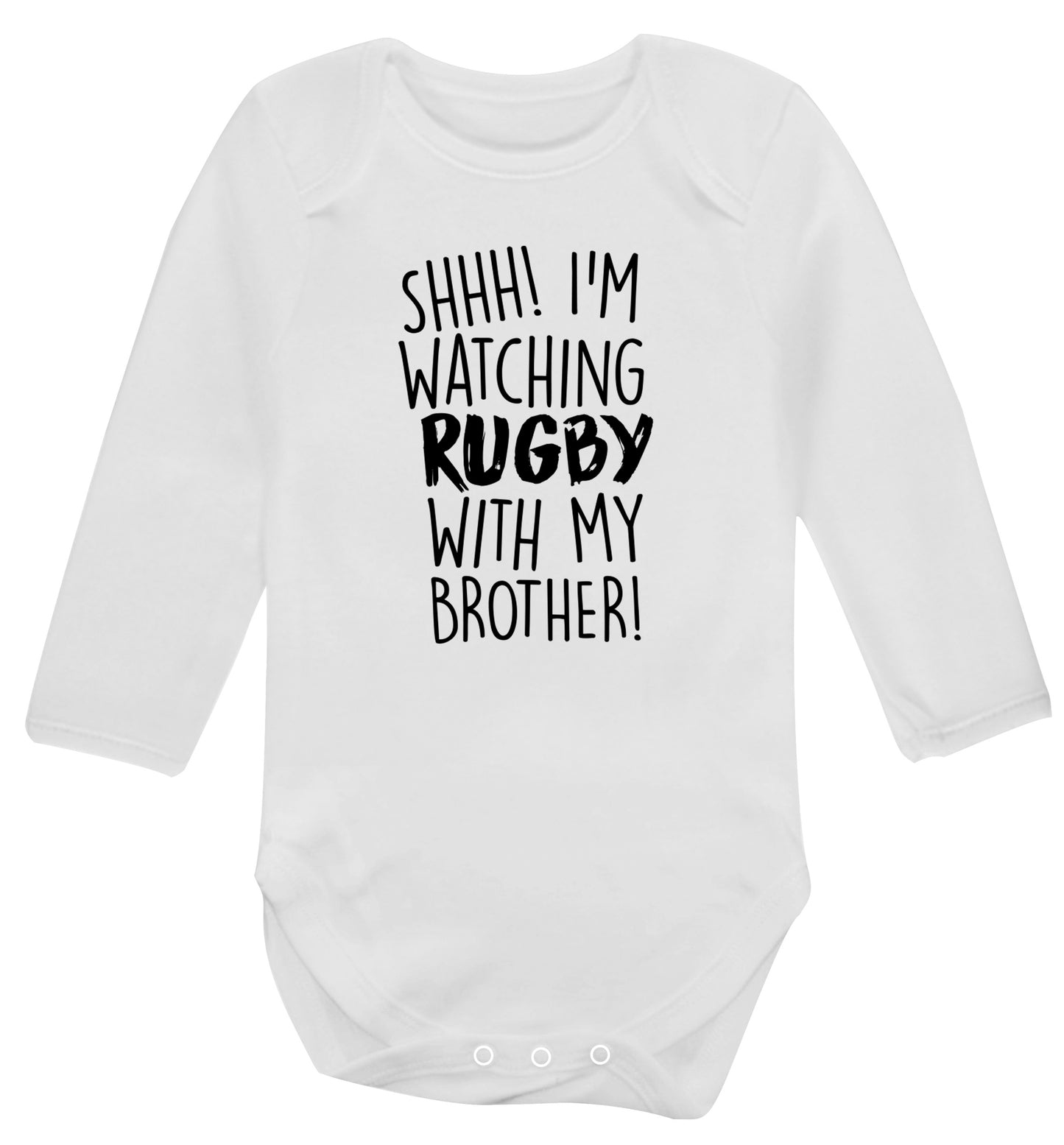 Shh... I'm watching rugby with my brother Baby Vest long sleeved white 6-12 months