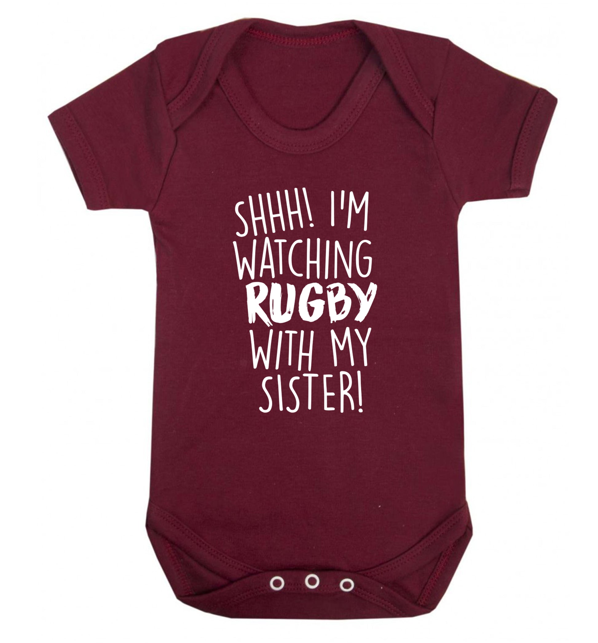 Shh... I'm watching rugby with my sister Baby Vest maroon 18-24 months