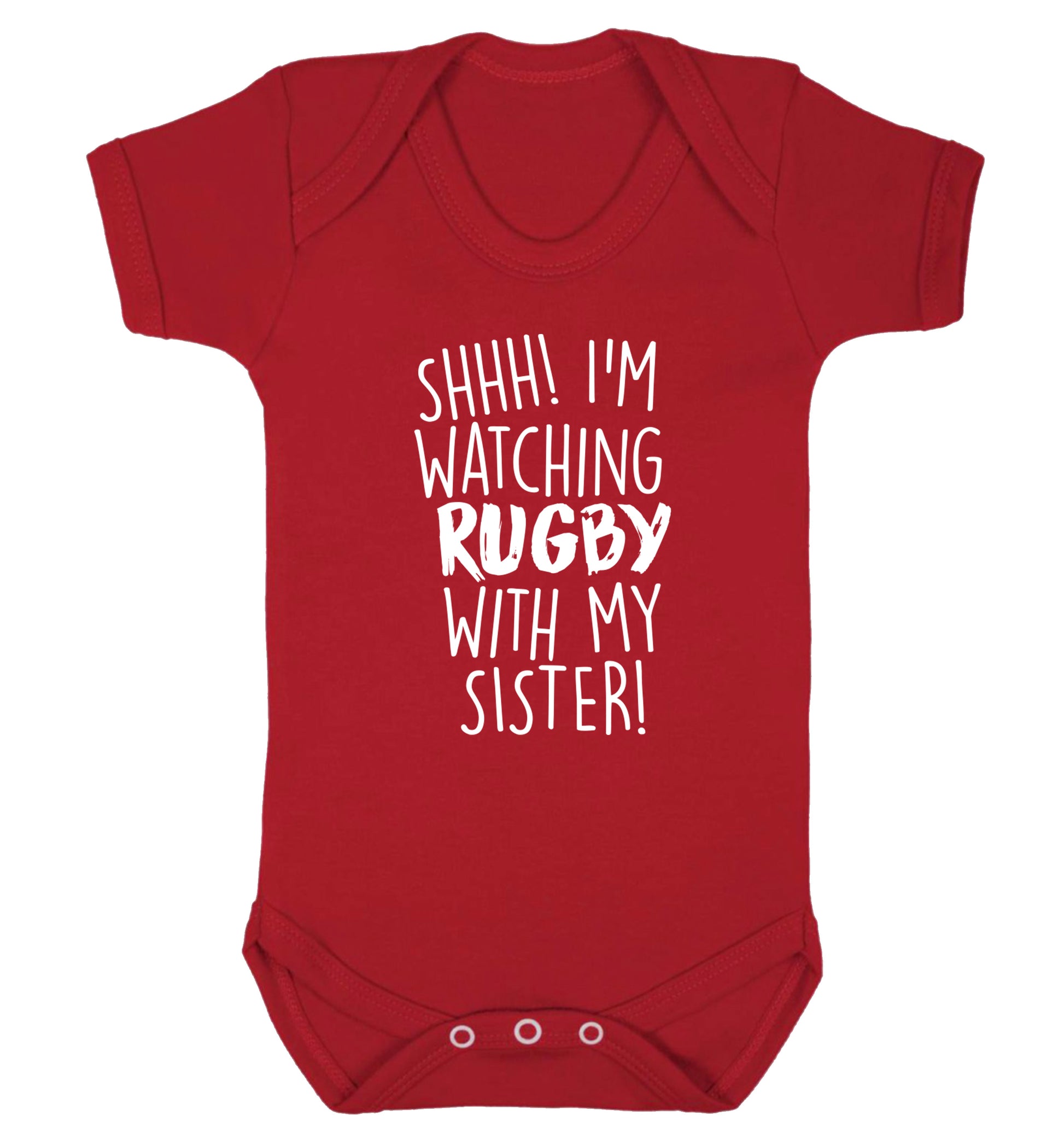 Shh... I'm watching rugby with my sister Baby Vest red 18-24 months