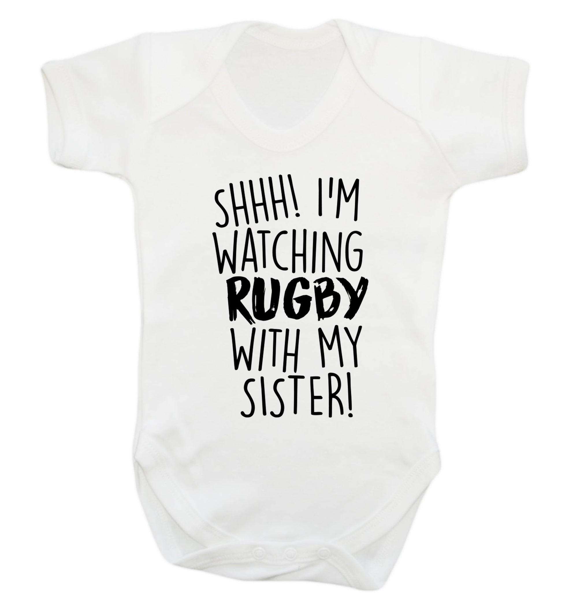 Shh... I'm watching rugby with my sister Baby Vest white 18-24 months